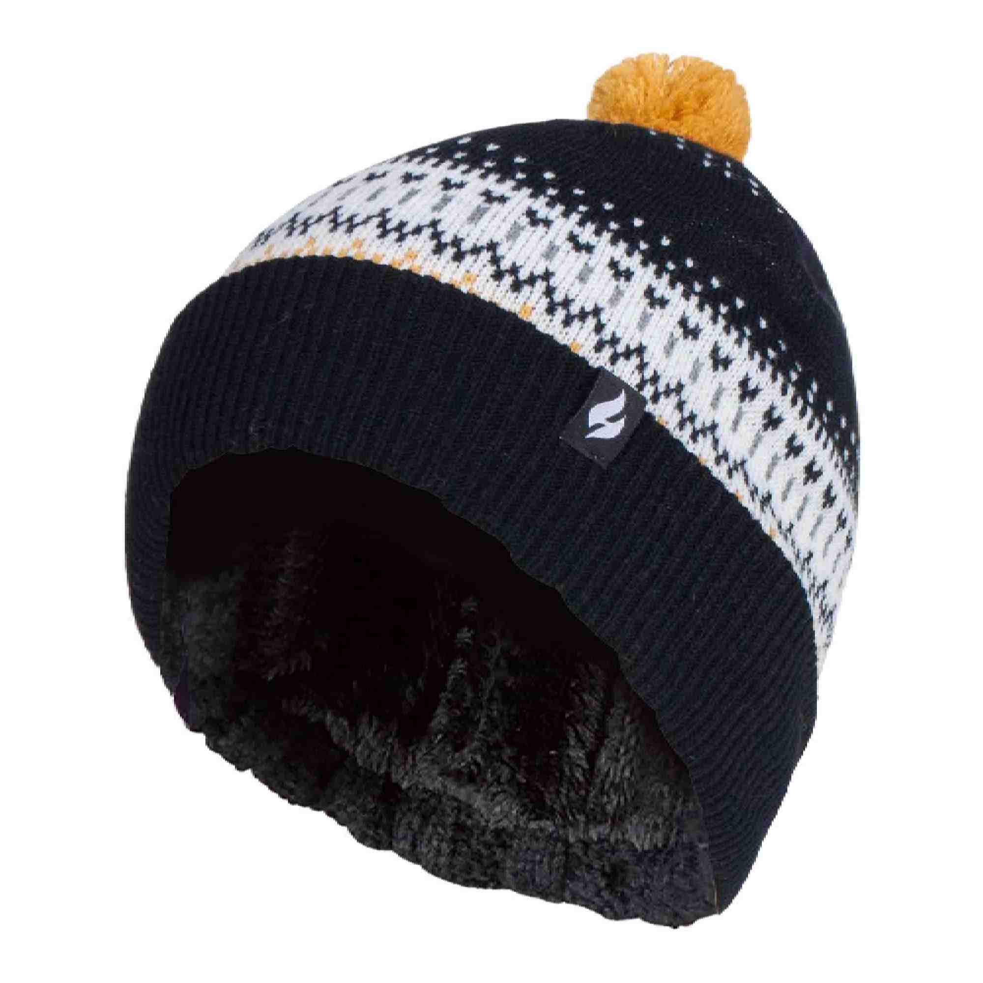 Ladies Knitted Beanie Bobble Hat with Small Pom Pom – One Size Black Ladies Knitted Beanie Bobble Hat with Small Pom Pom – One Size Black