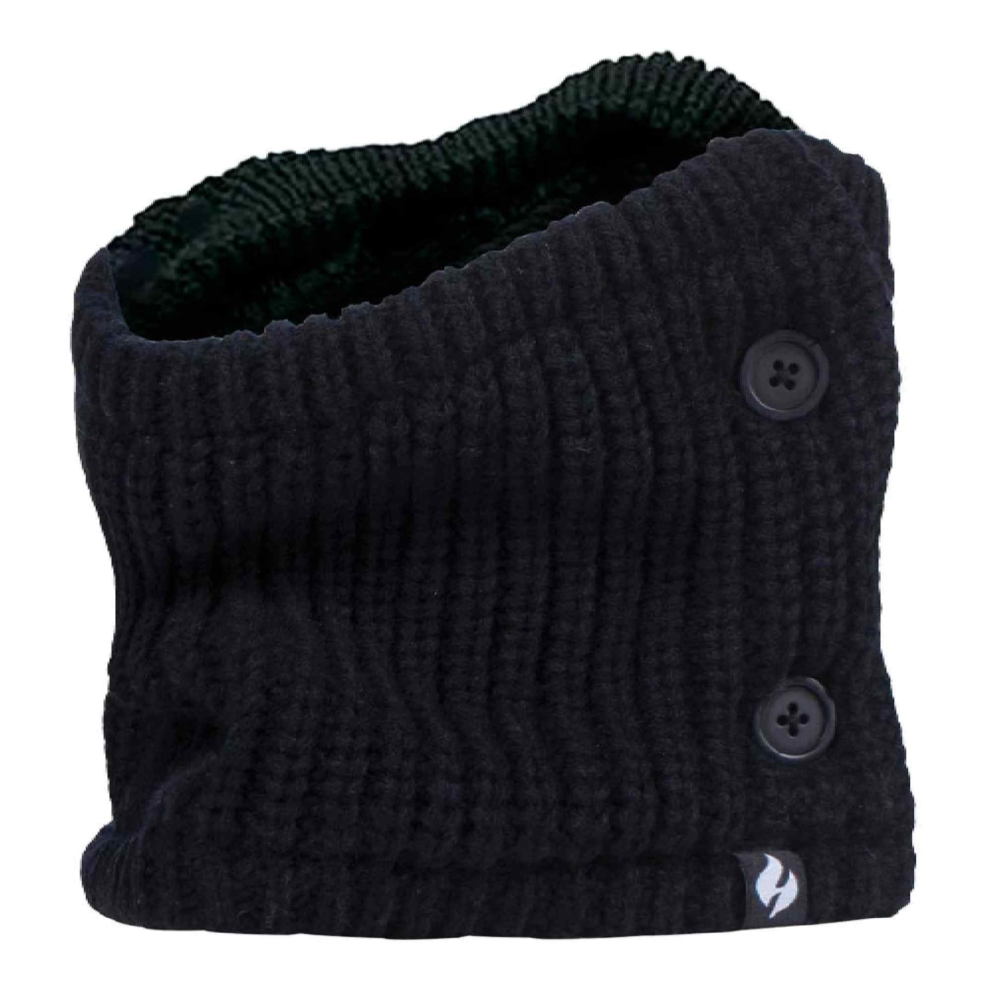 Ladies Fleece Thermal Neck Warmer Scarf Snood with Button – One Size Black