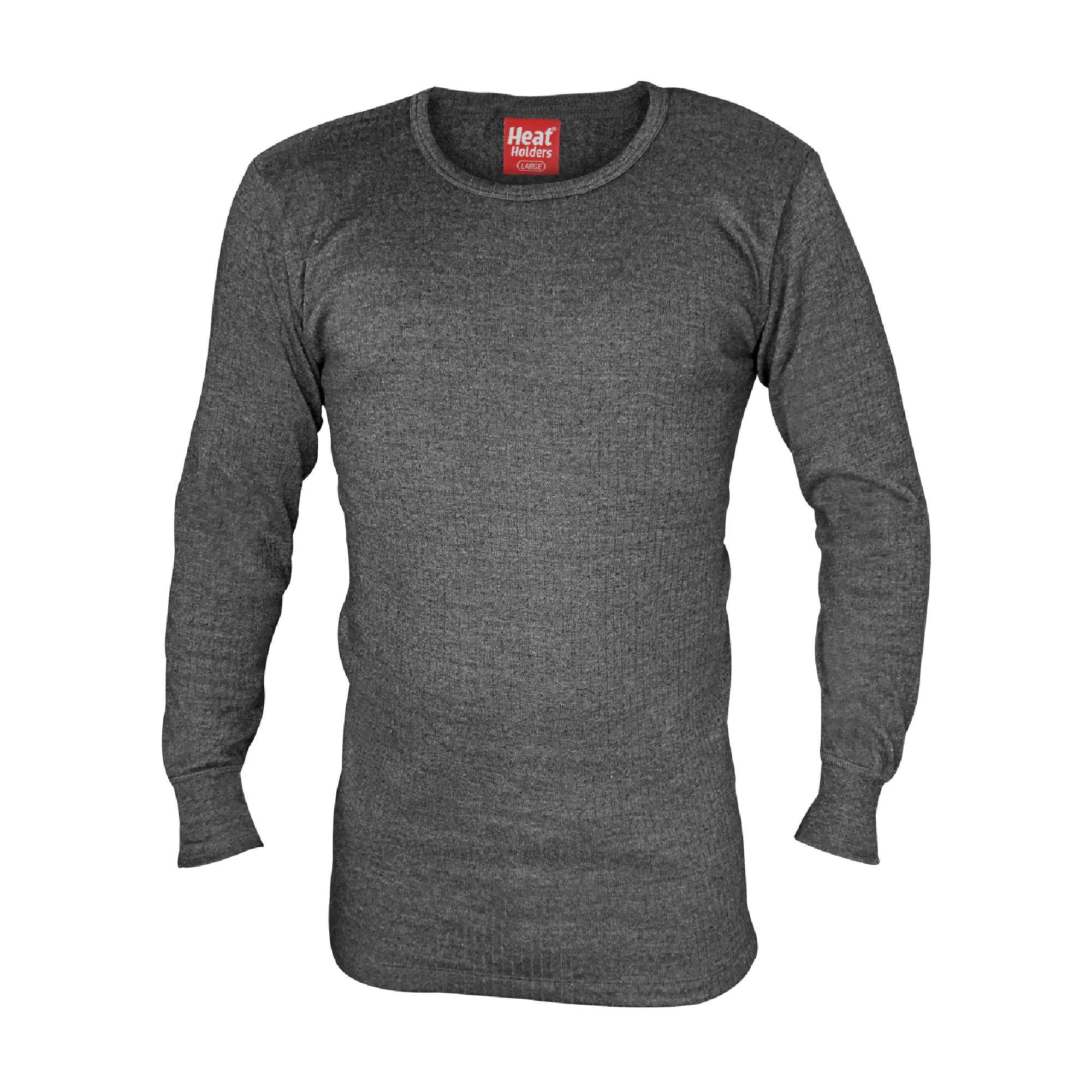 Mens Cotton Thermal Underwear Long Sleeve Top – X-Large Charcoal