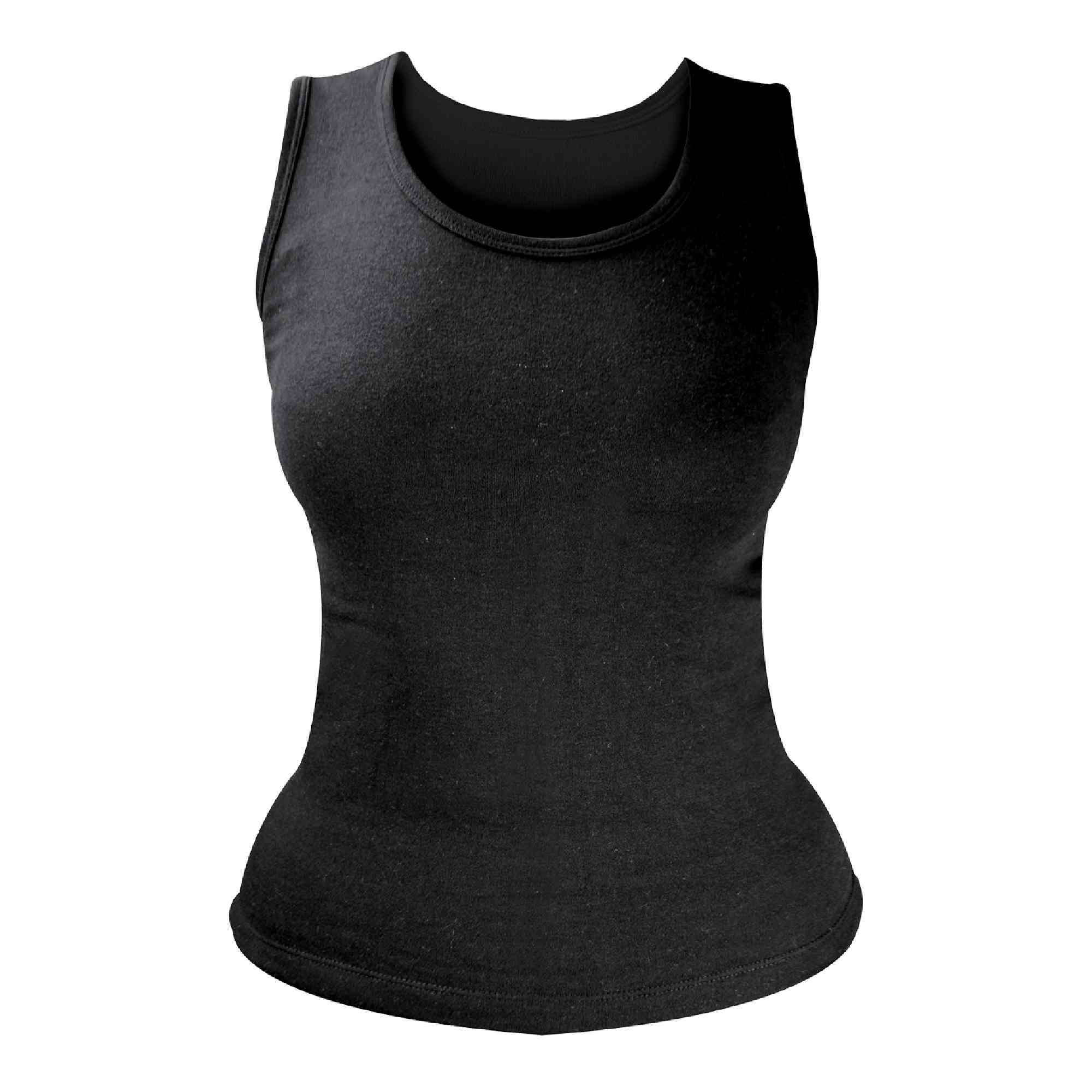 Ladies Cotton Thermal Underwear Sleeveless Vest – X-Large Black