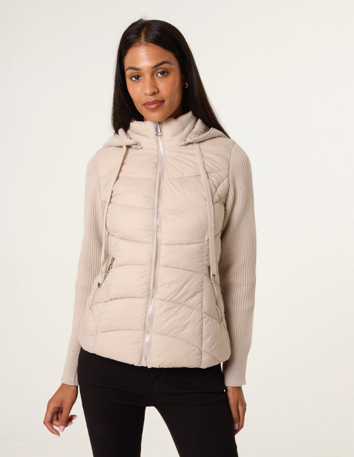Knitted Sleeve Puffer Jacket – L STONE