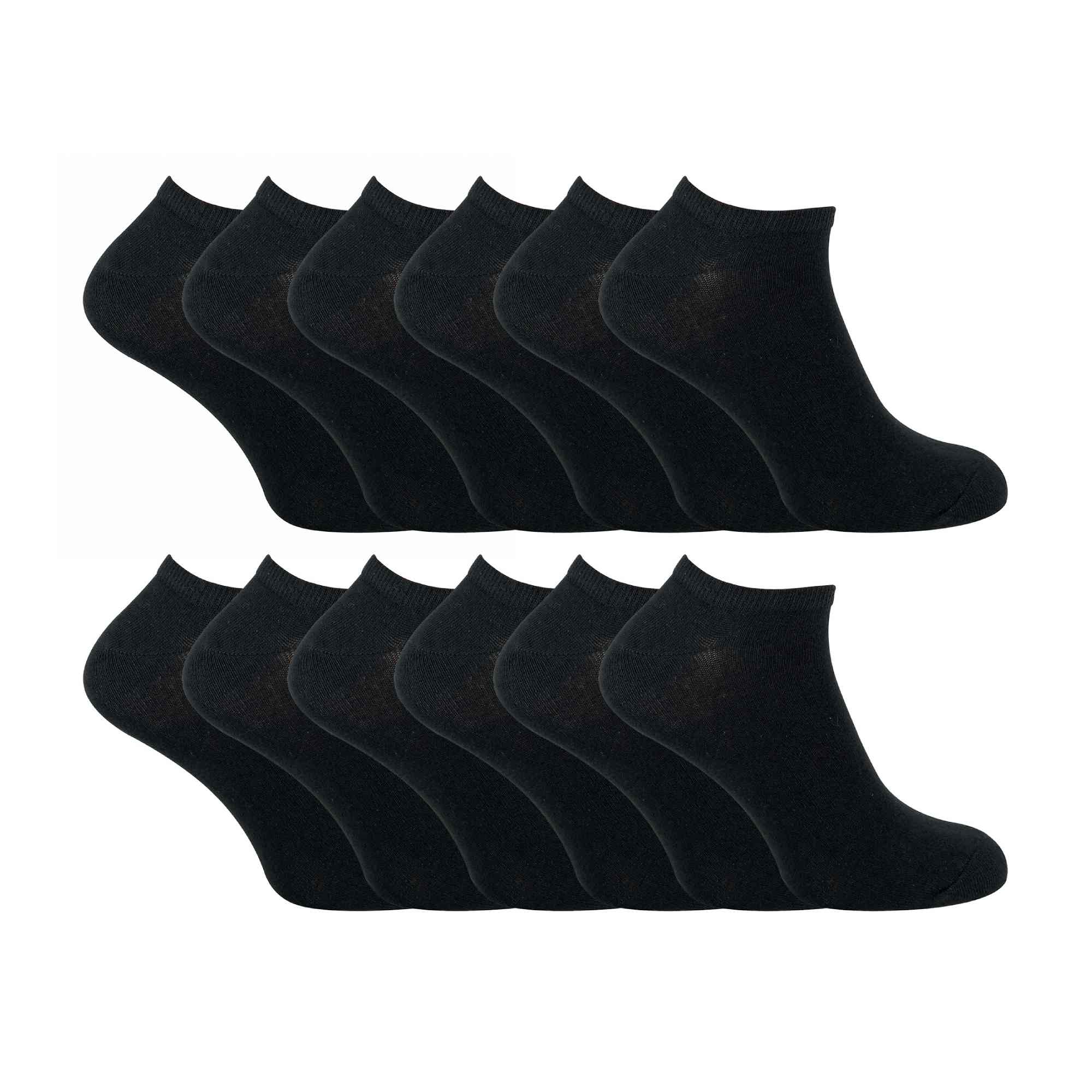 Mens Cotton Low Cut Trainer Socks Multipack Options – – Black Pack
