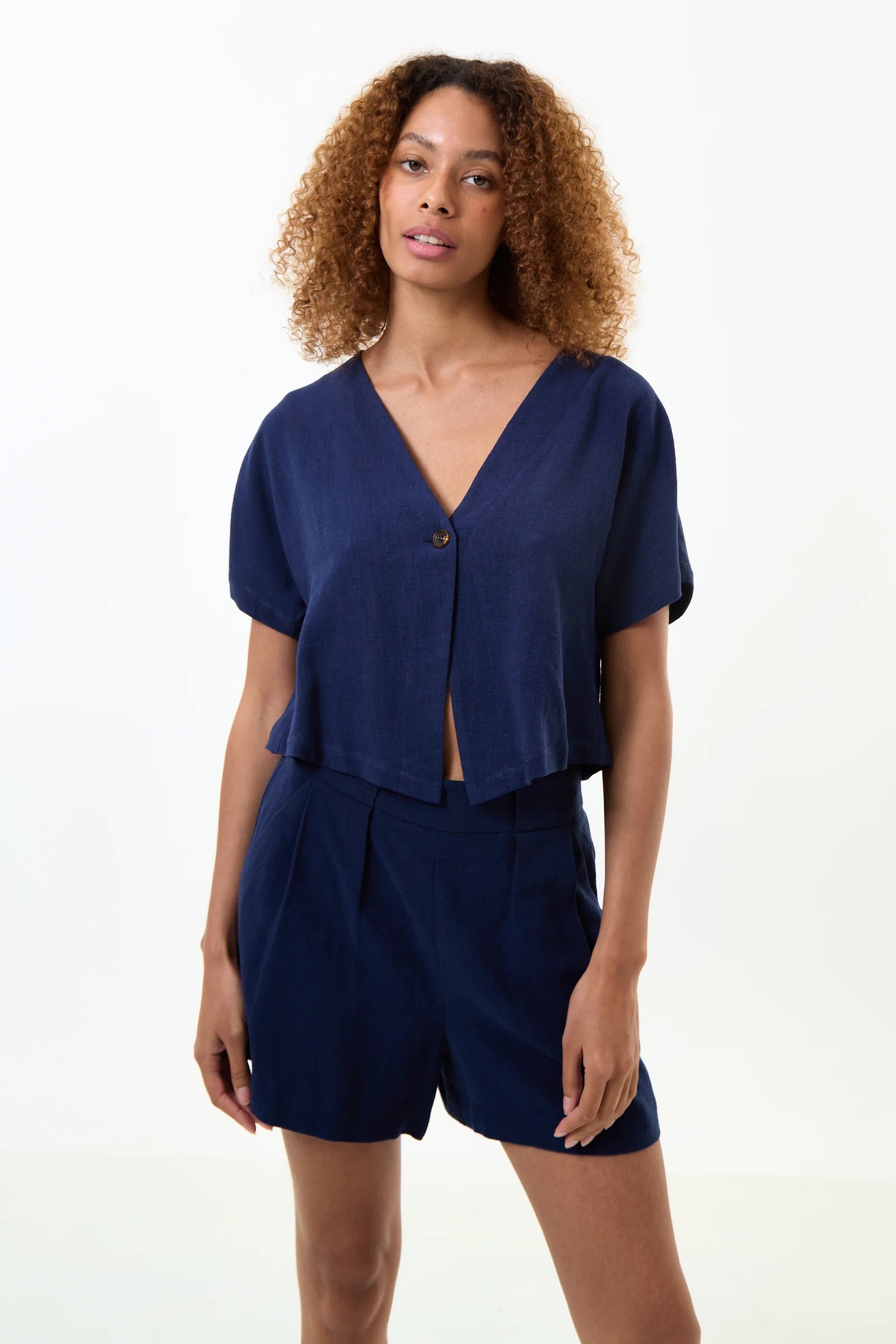 Cloe Linen Mix Waistcoat Top – Navy – Navy Cloe Linen Mix Waistcoat Top – Navy – Navy