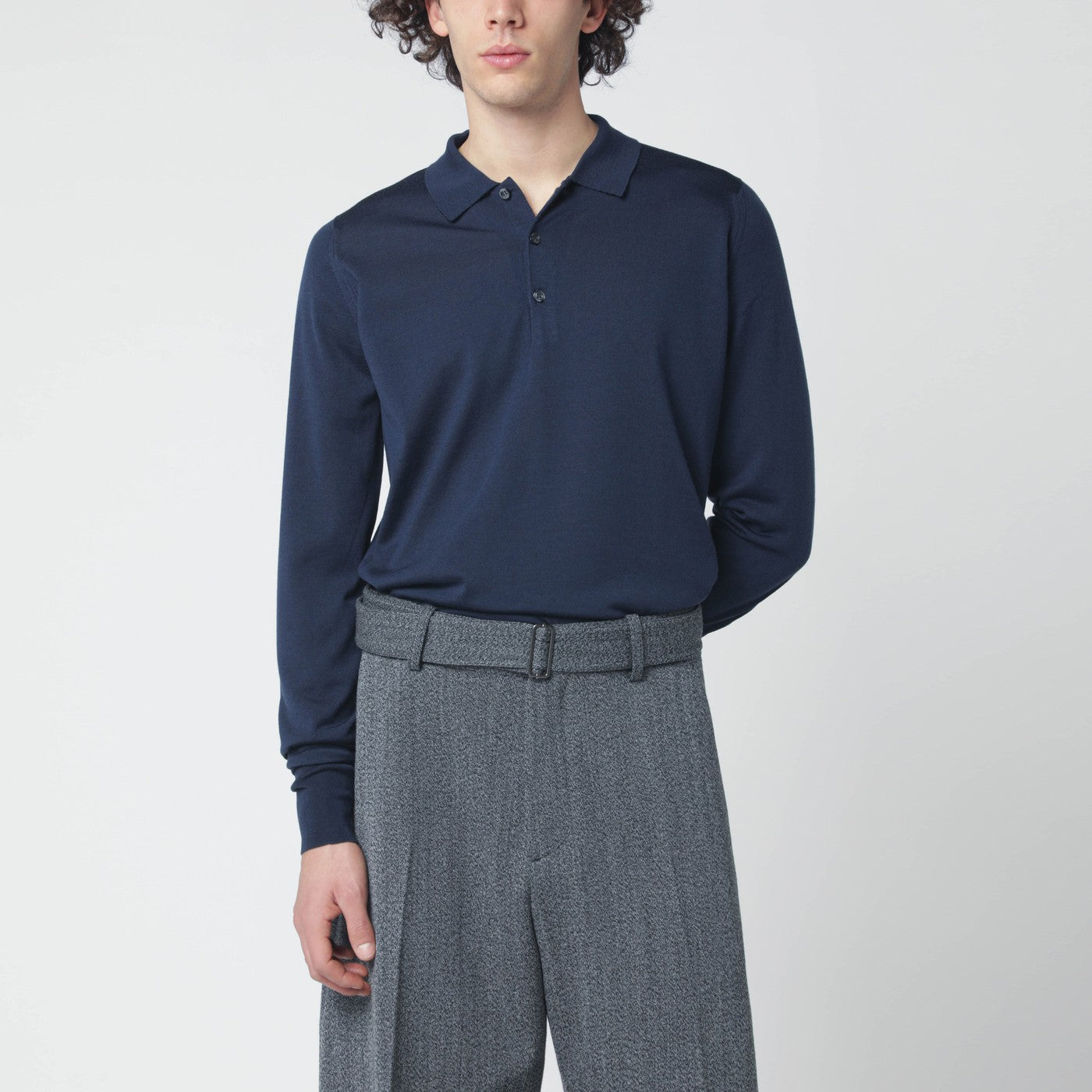 Blue wool polo shirt Blue wool polo shirt