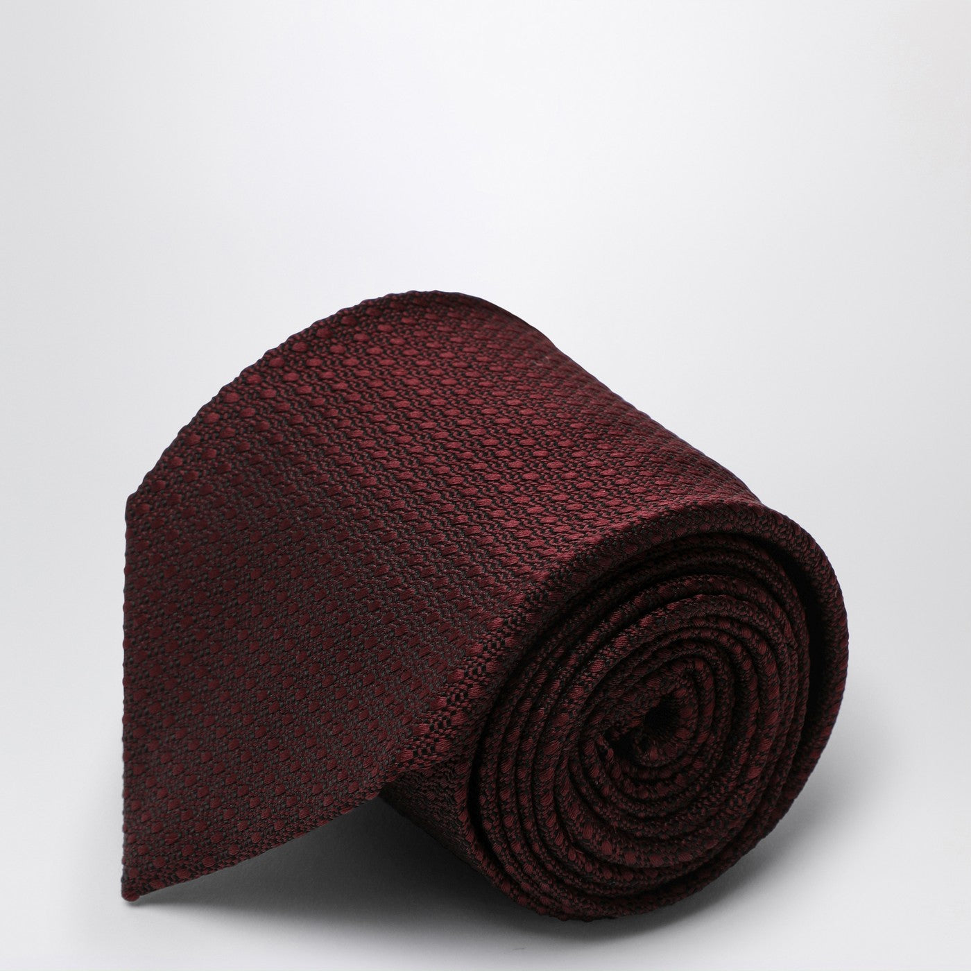 Burgundy silk polka dot tie