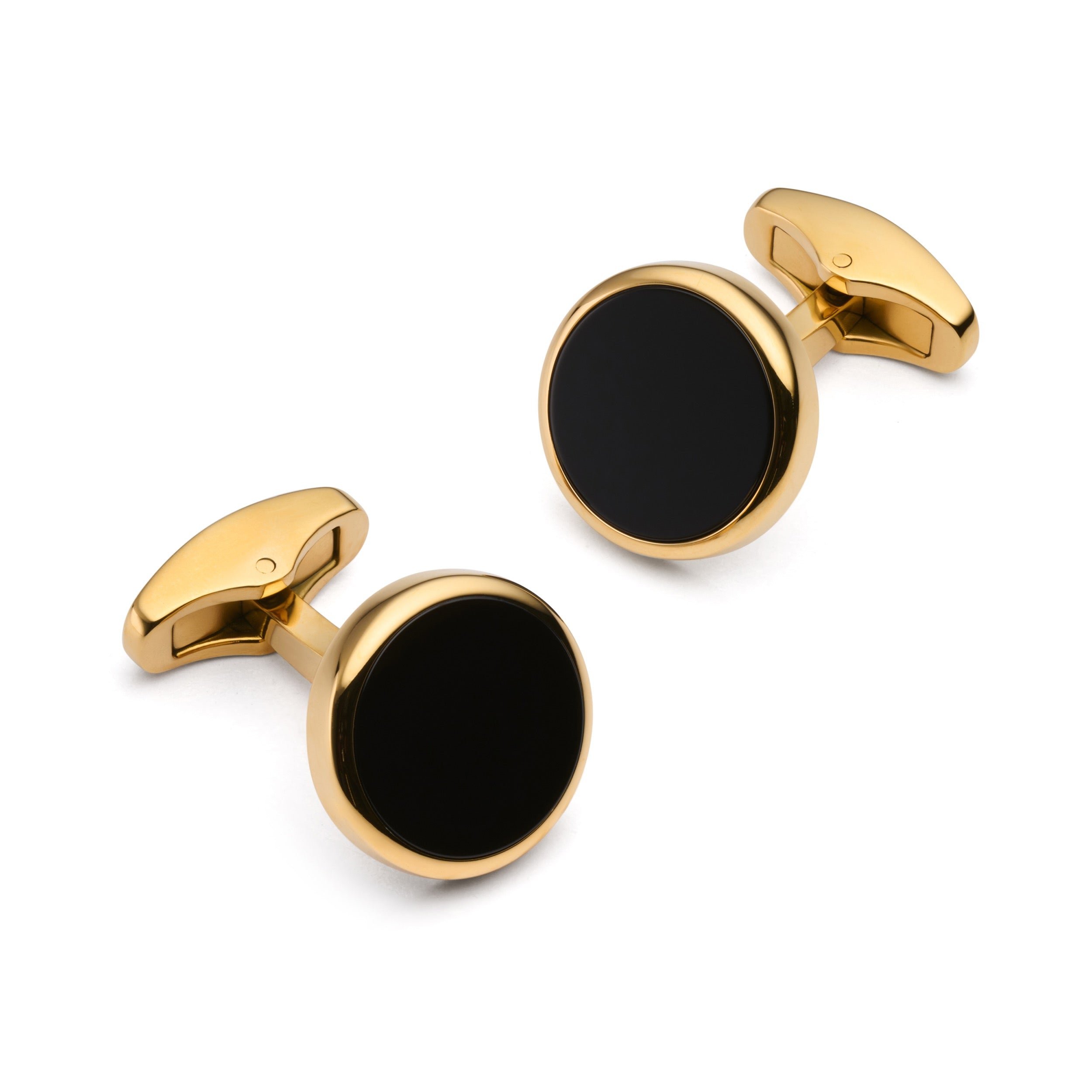 Onyx Round Cufflinks In Gold Onyx Round Cufflinks In Gold