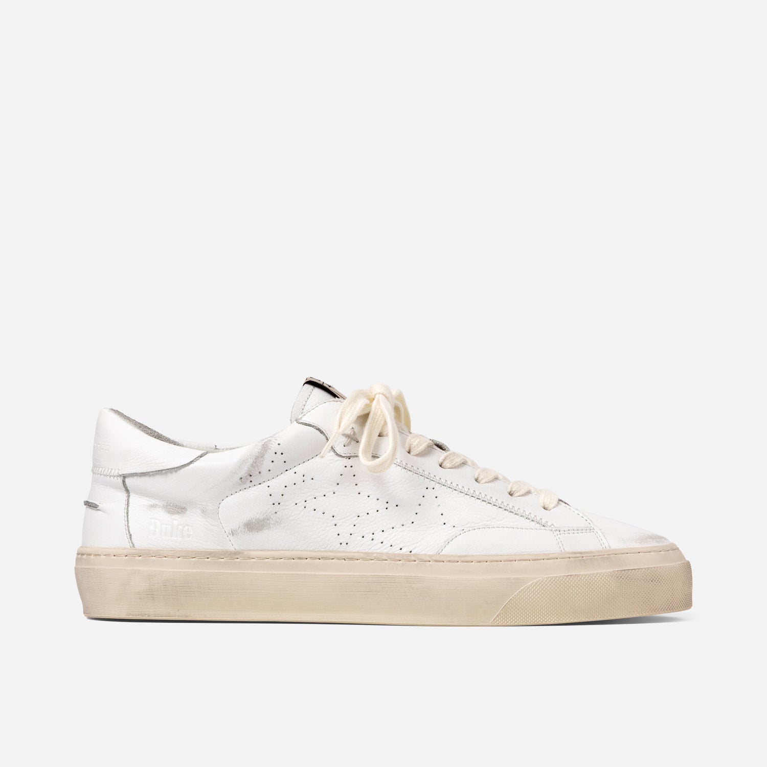 Duke + Dexter, Men’s Plus Designer Court White Distressed Sneaker – Men’s, Size
