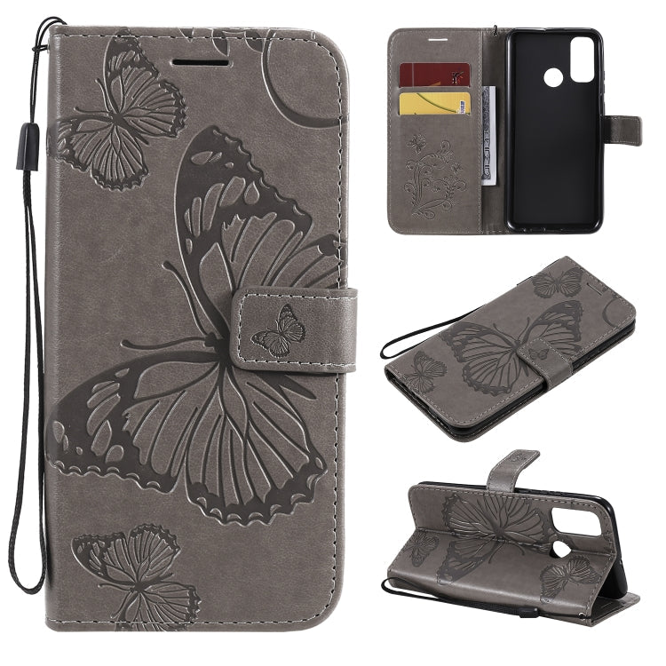 D Butterflies Embossing Pattern Horizontal Flip Leather Case with Holder & Card Slot & Wallet, For Huawei YP – For Huawei P Smart Grey