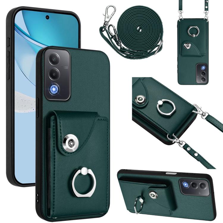 Organ Card Bag Ring Holder Phone Case with Long Lanyard, For OPPO A Energy A Pro Global, For OPPO A – For OPPO A Pro Global A Energy Green
