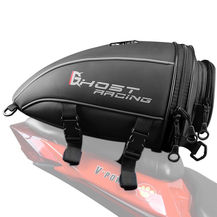 GHOST RACING GR-CWB PU Leather Motorcycle Tail Bag Rear Seat Travel Bag Backpack