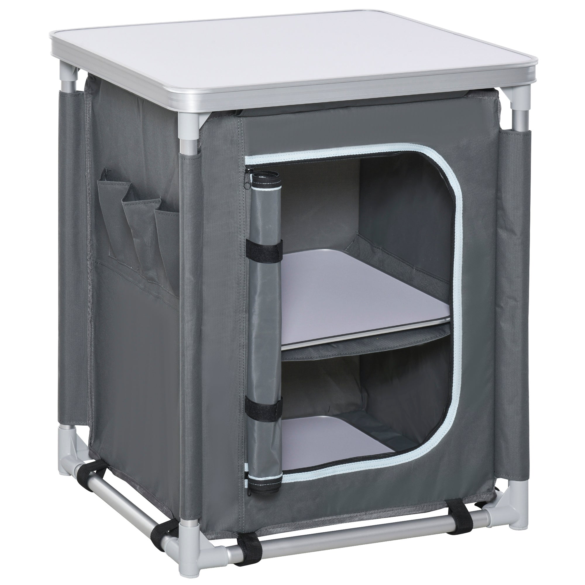 MCL -Shelf Camping Cupboard Camping Kitchen Station Cook Table Aluminum, Storage Organiser for BBQ Party Picnics Backyards with Carrying Bag MCL -Shelf Camping Cupboard Camping Kitchen Station Cook Table Aluminum, Storage Organiser for BBQ Party Picnics Backyards with Carrying Bag