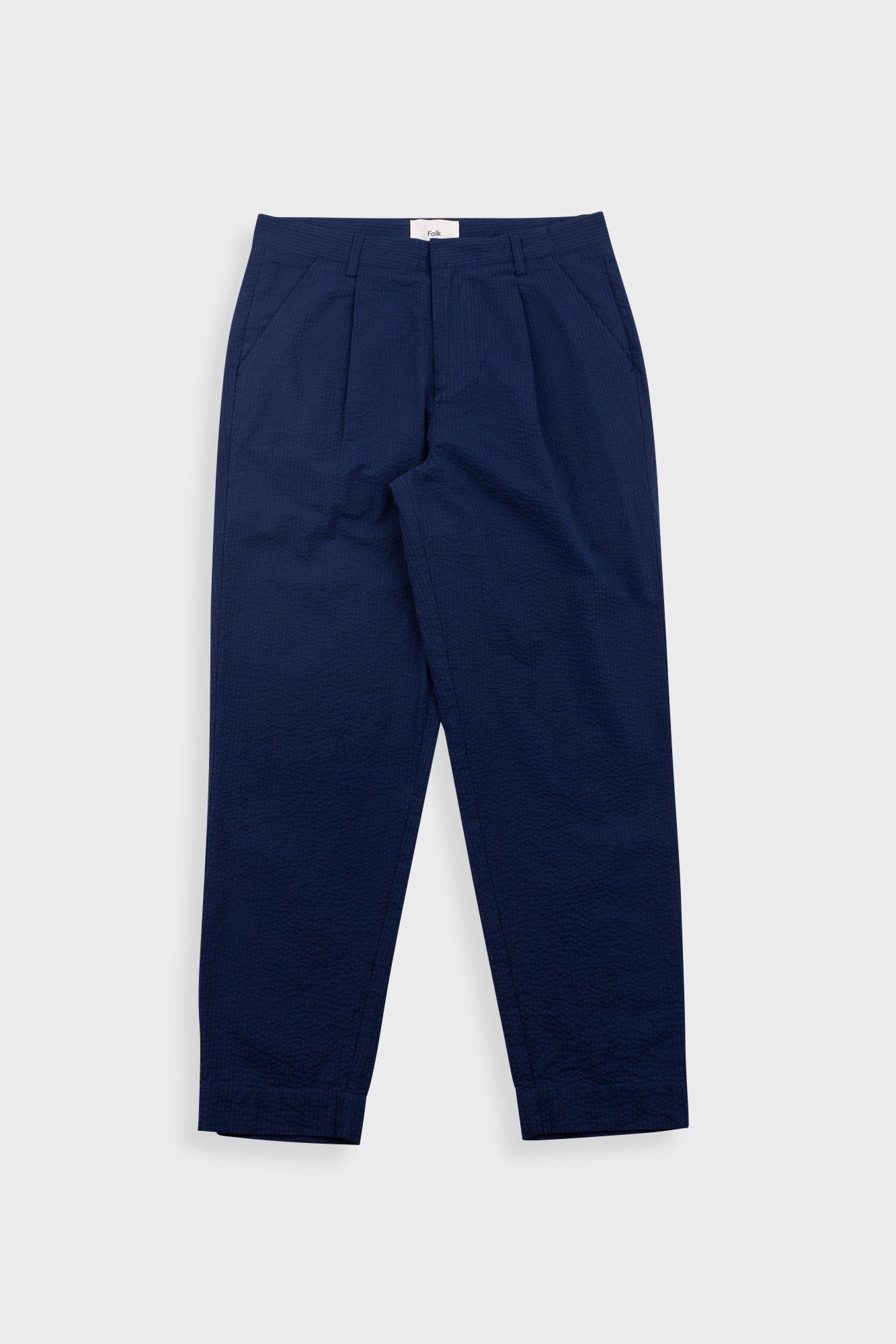 Assembly Suit Trouser – Navy Crinkle Stripe