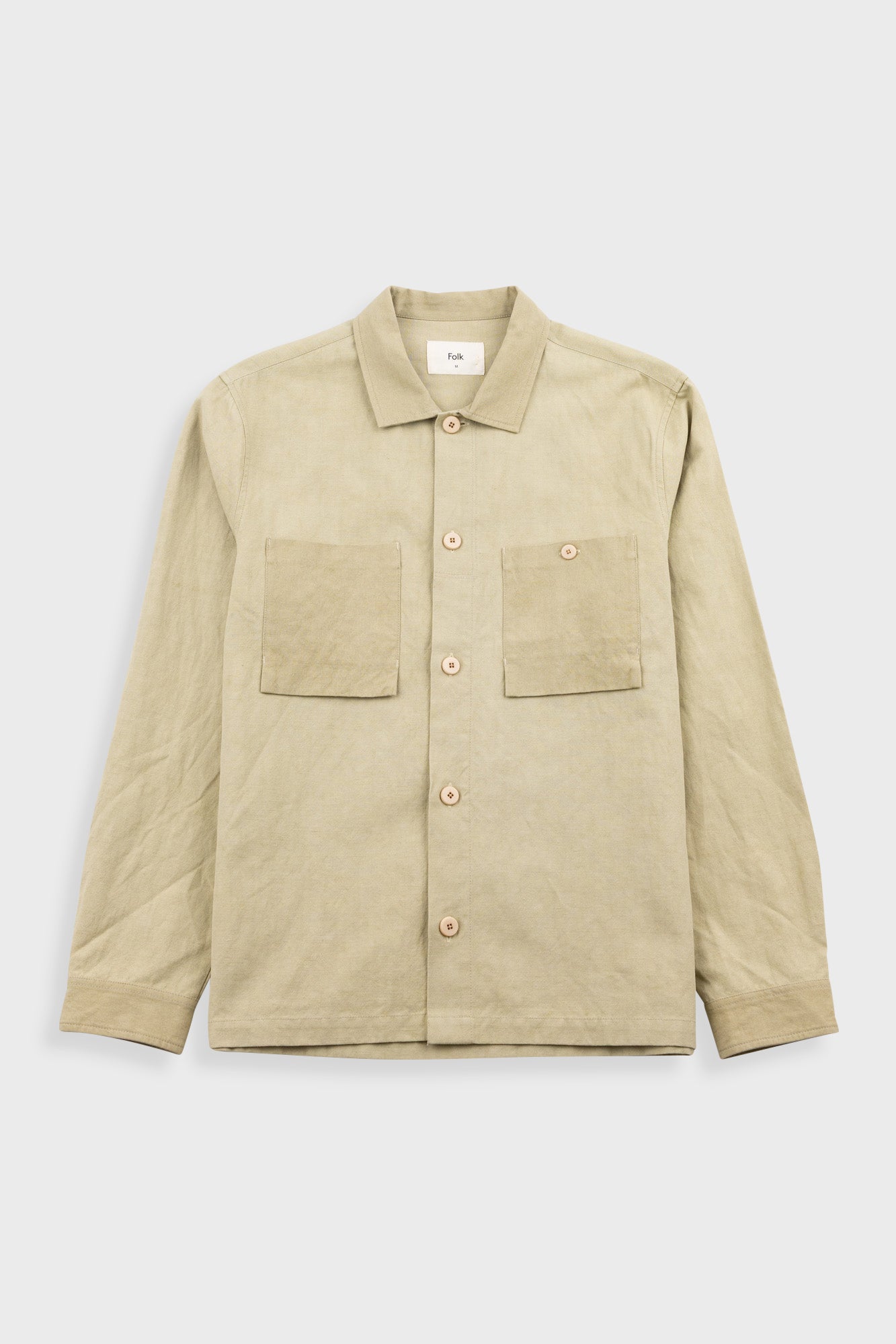 Patch Overshirt – Light Khaki Slub Linen