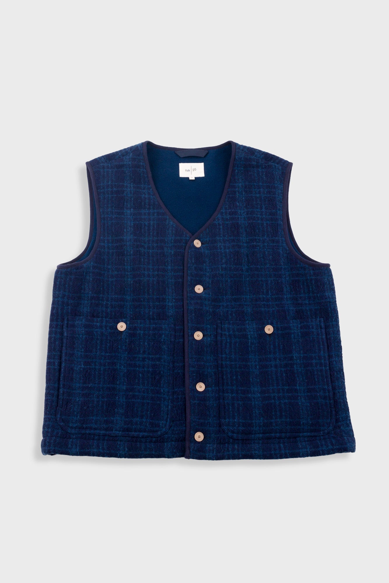Quilted Gilet – Indigo Textured Check