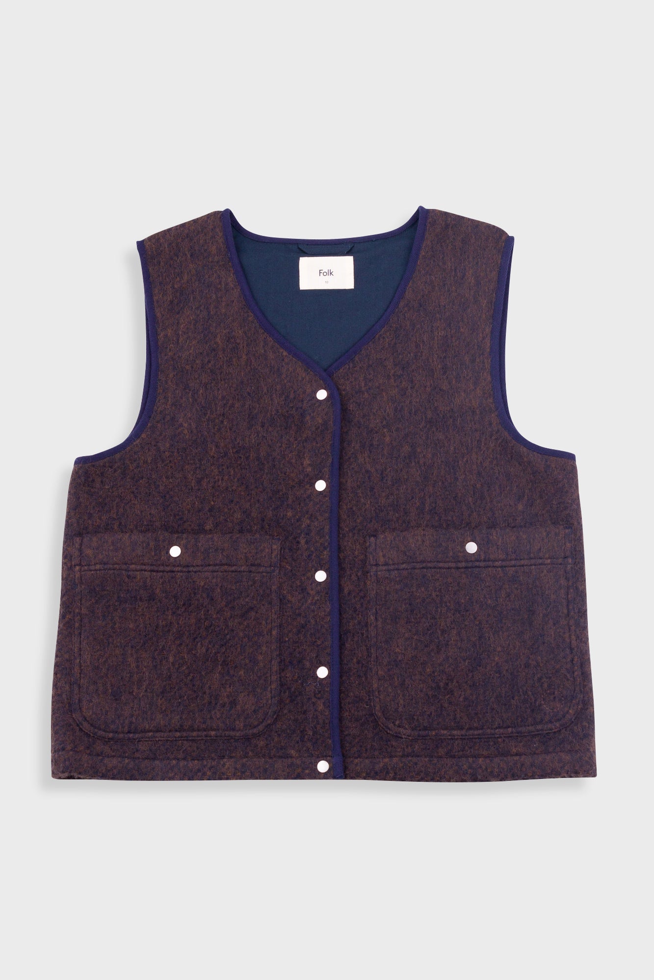 Quilted Gilet – Navy Espresso Brushed Wool Quilted Gilet – Navy Espresso Brushed Wool