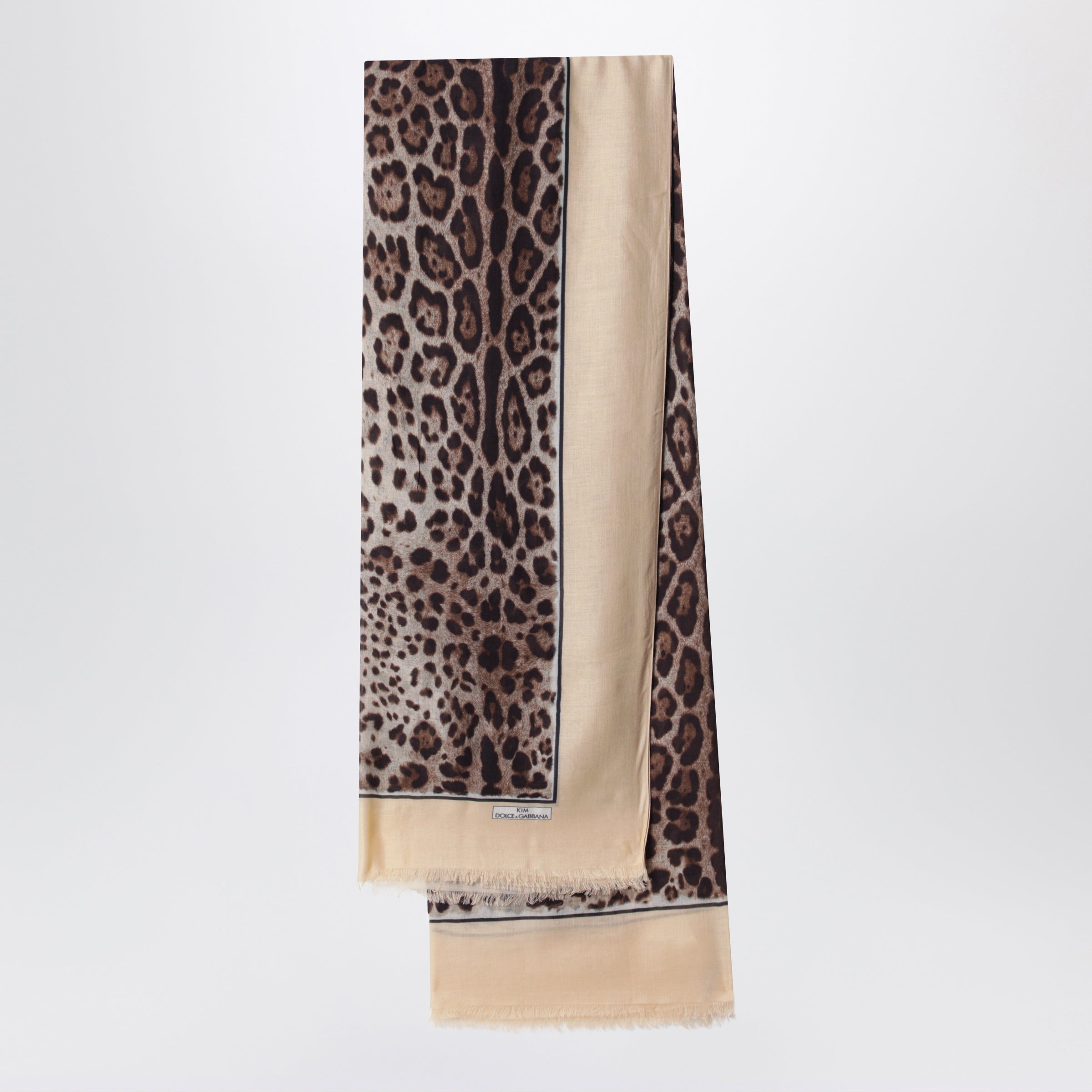 Kim leopard-print modal and cashmere scarf, nude