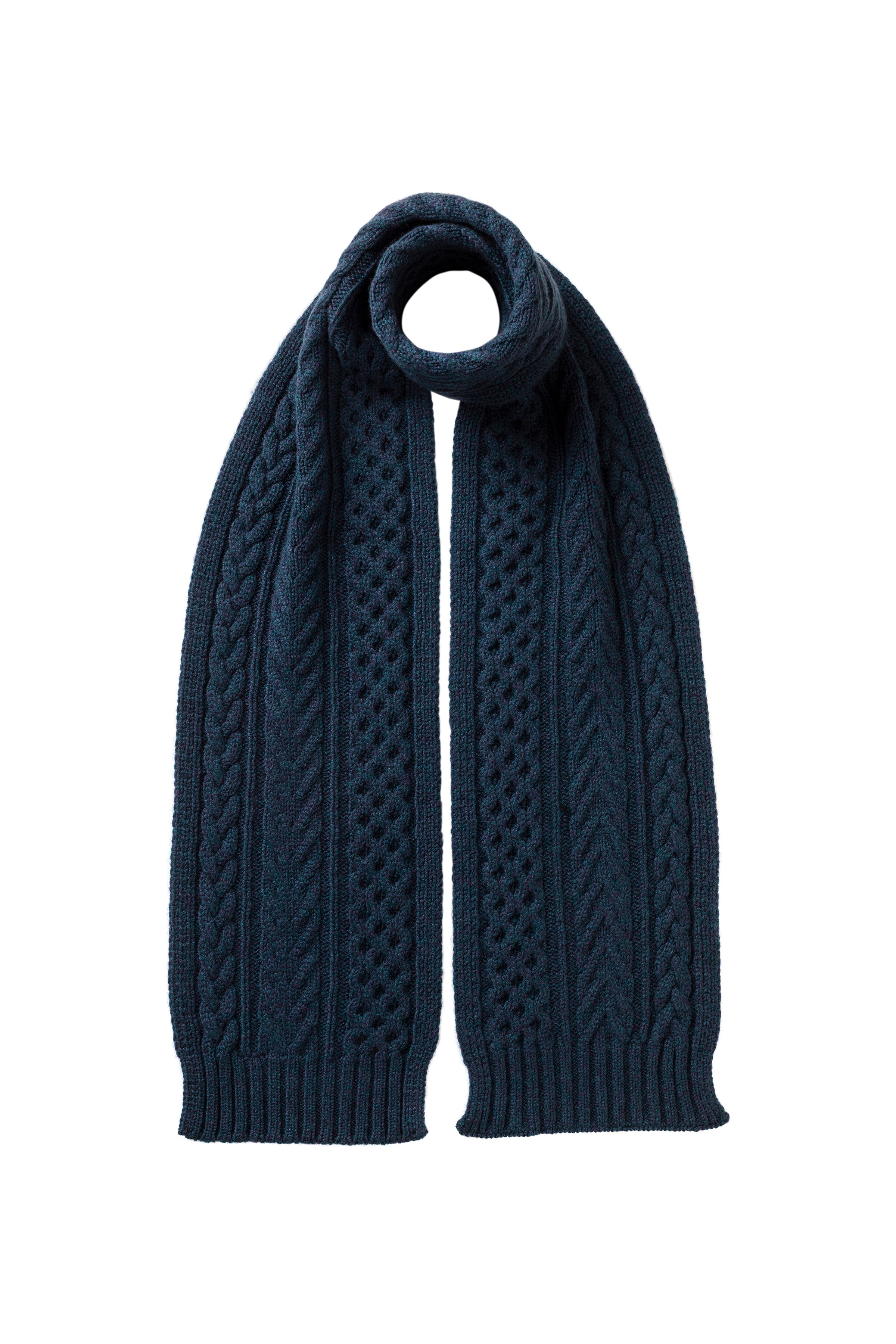 Aran Cable Navy Cashmere Scarf Aran Cable Navy Cashmere Scarf