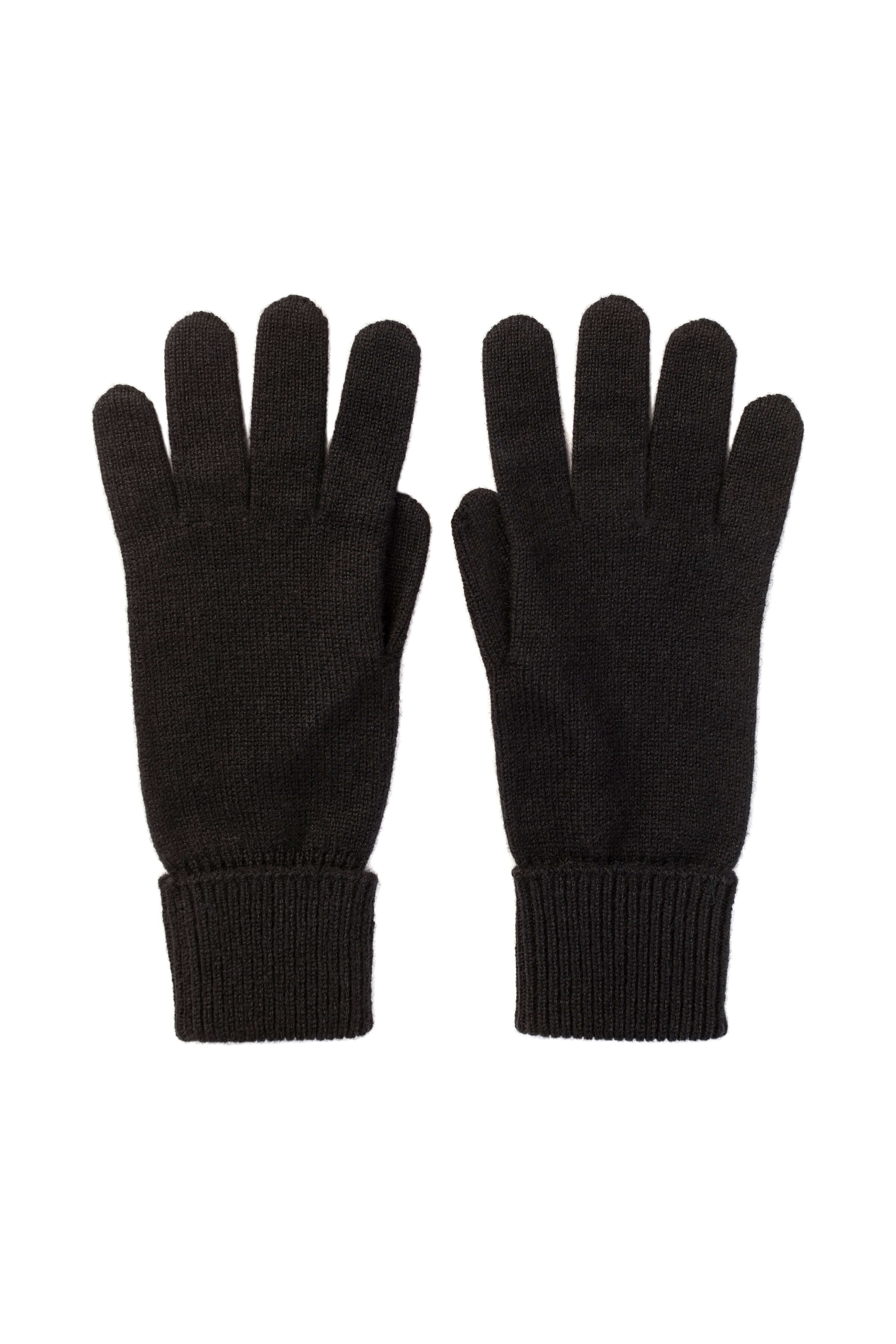 Black Cashmere Gloves with Turnback Cuffs Black Cashmere Gloves with Turnback Cuffs
