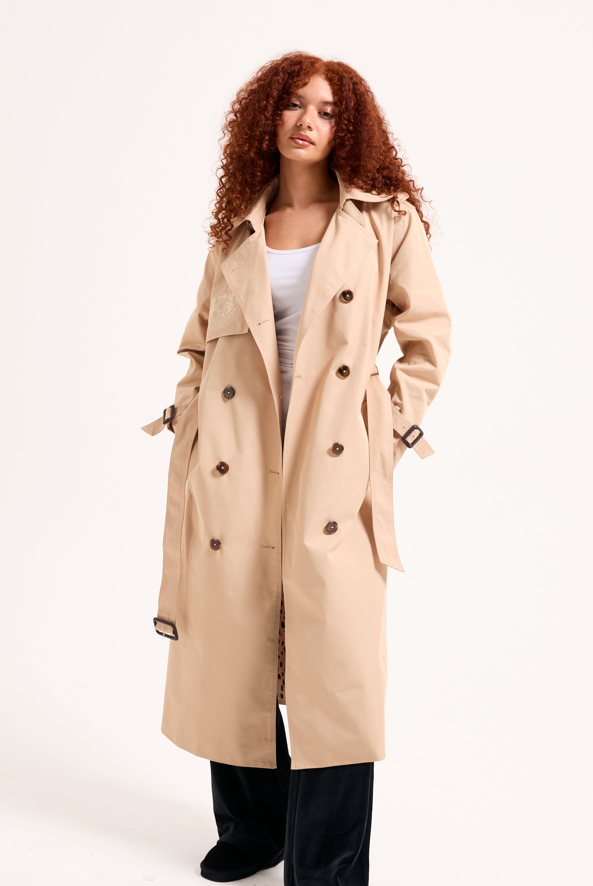 CAMEL COTTON TWILL TRENCH COAT – Brown