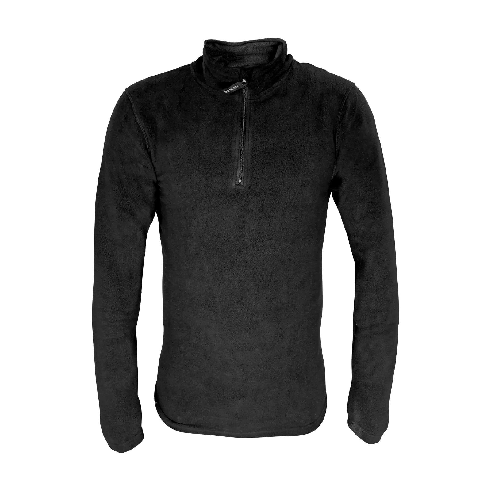 Mens Microfleece Winter Zip Thermal Base Layer Long Sleeve Top – XX-Large Black