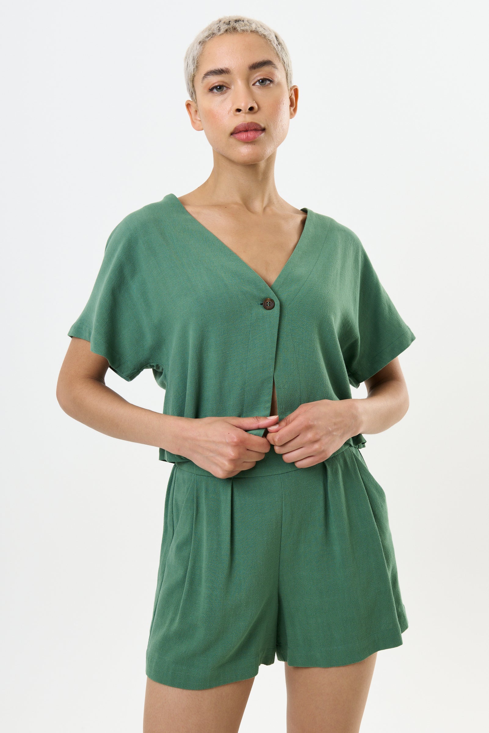 Hilton Linen Mix Shorts – Green