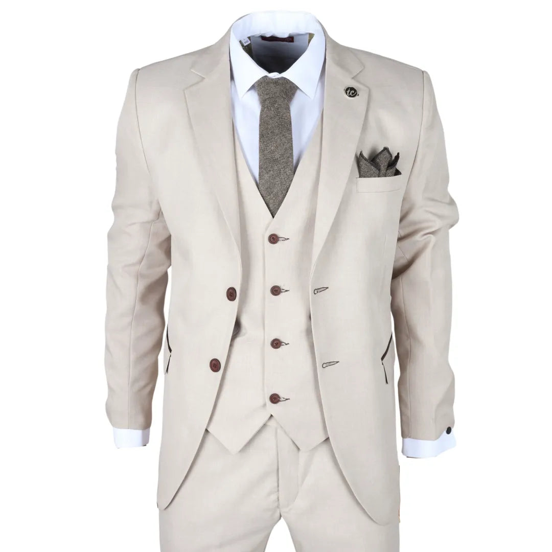 IM – Men’s Beige Piece Tailored Fit Wedding Suit – ” Jacket ” Trousers