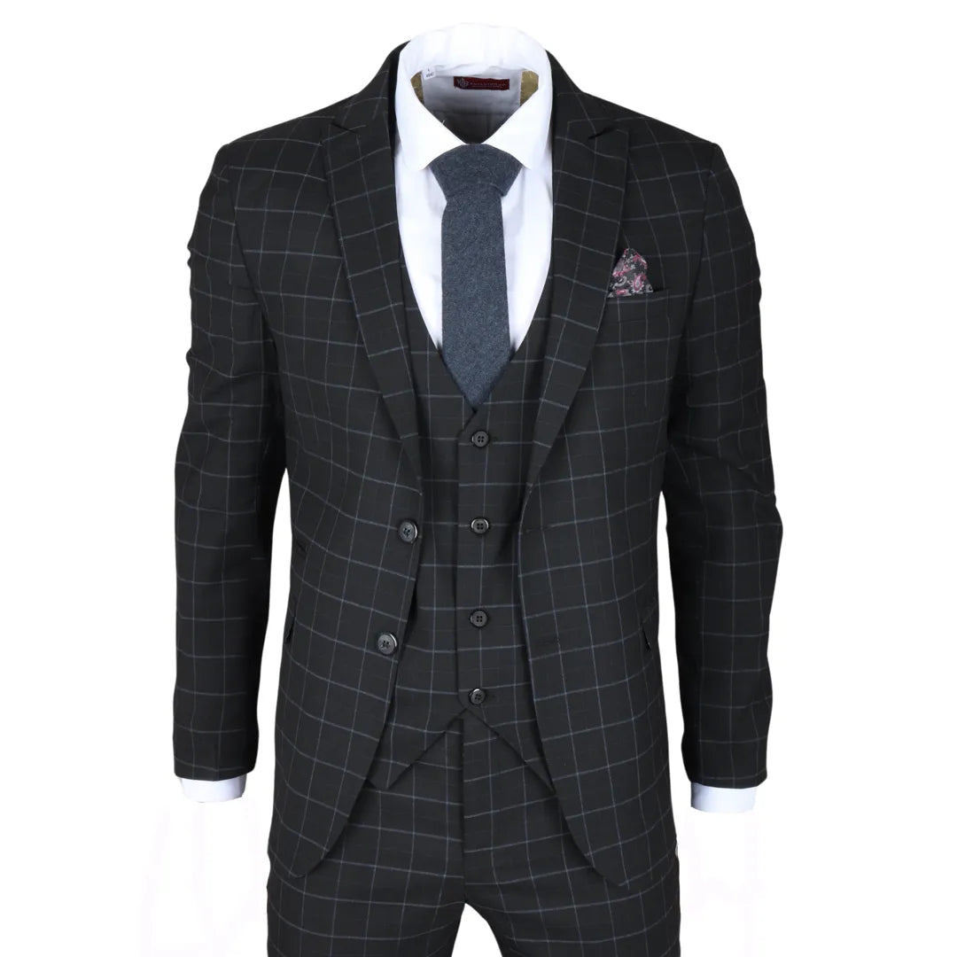 IM – Men’s Black Checked Tailored Fit Suit – ” Jacket ” Trousers IM – Men’s Black Checked Tailored Fit Suit – ” Jacket ” Trousers