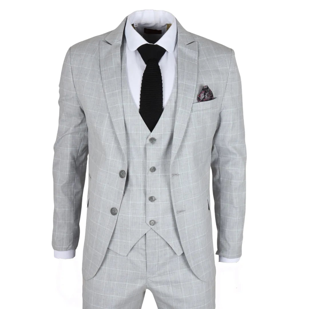 IM – Men’s Grey Checked Tailored Fit Suit – ” Jacket ” Trousers