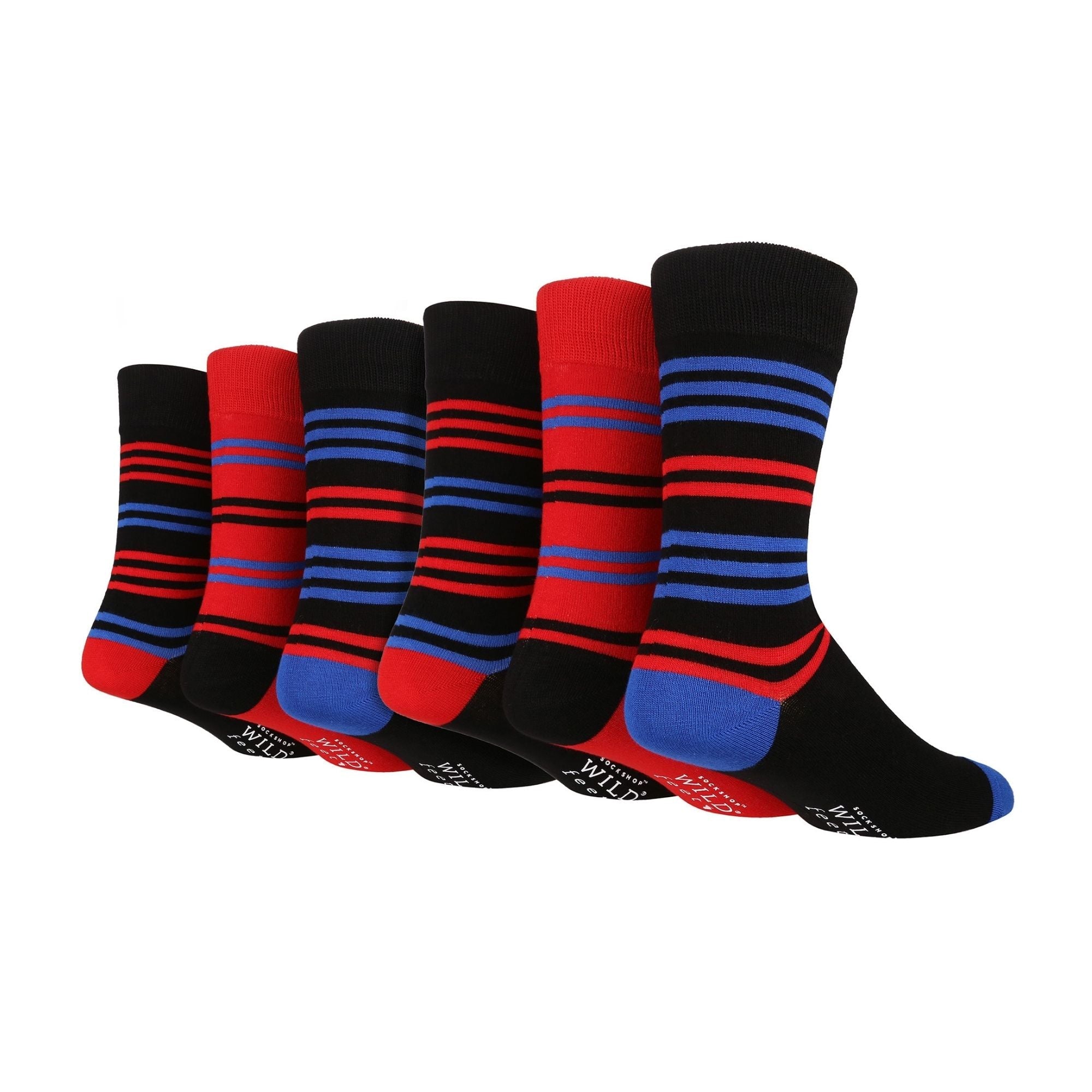 Pairs Mens Multipack Bamboo Dress Socks with Stylish Stripes and Polka Dots – – Black Red Stripe