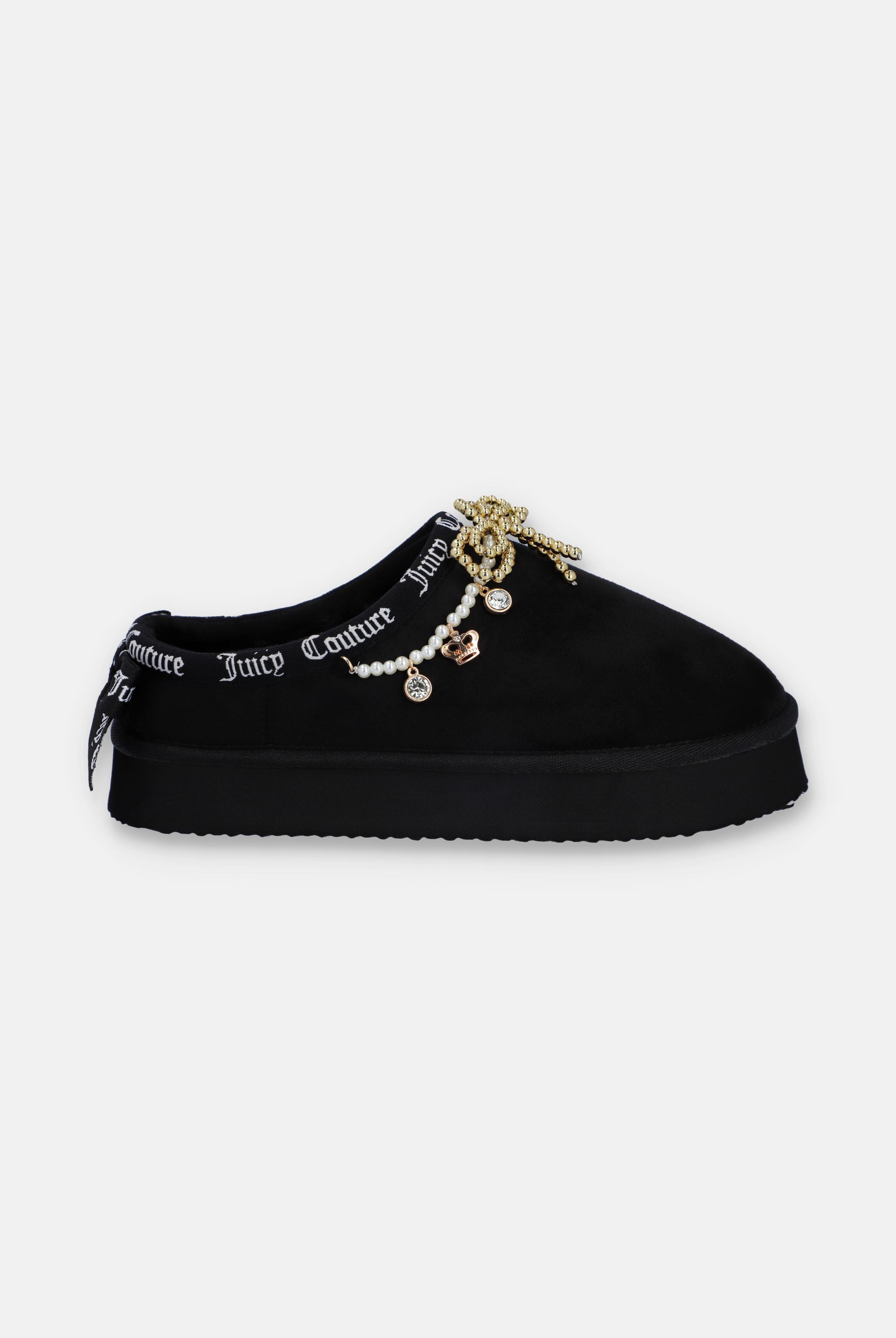 BLACK BOW CHARM COZY SLIPPERS – Black BLACK BOW CHARM COZY SLIPPERS – Black