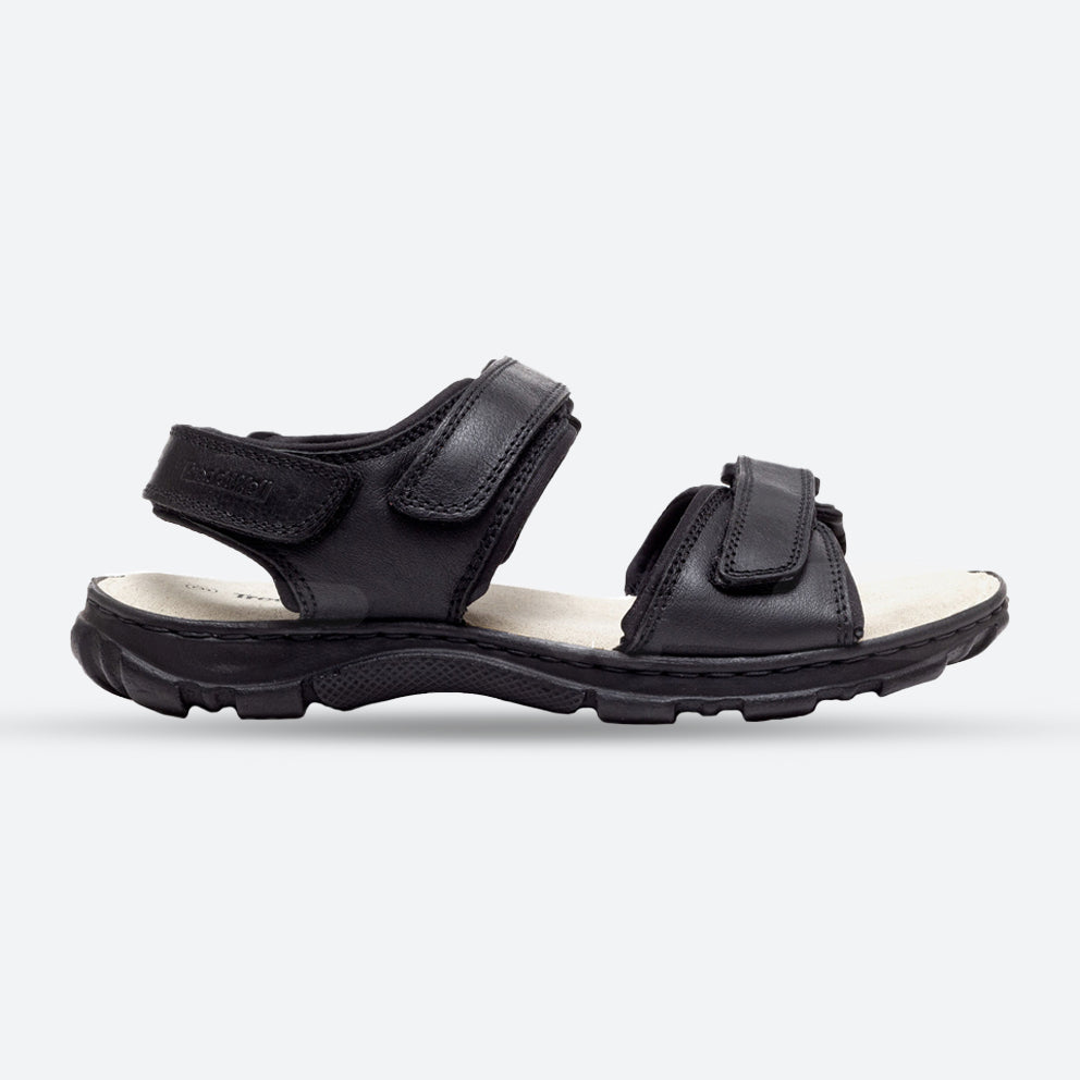 Mens Wide Fit James Leather Sandals by Tredd Well – Black, Black V E – E Mens Wide Fit James Leather Sandals by Tredd Well – Black, Black V E – E