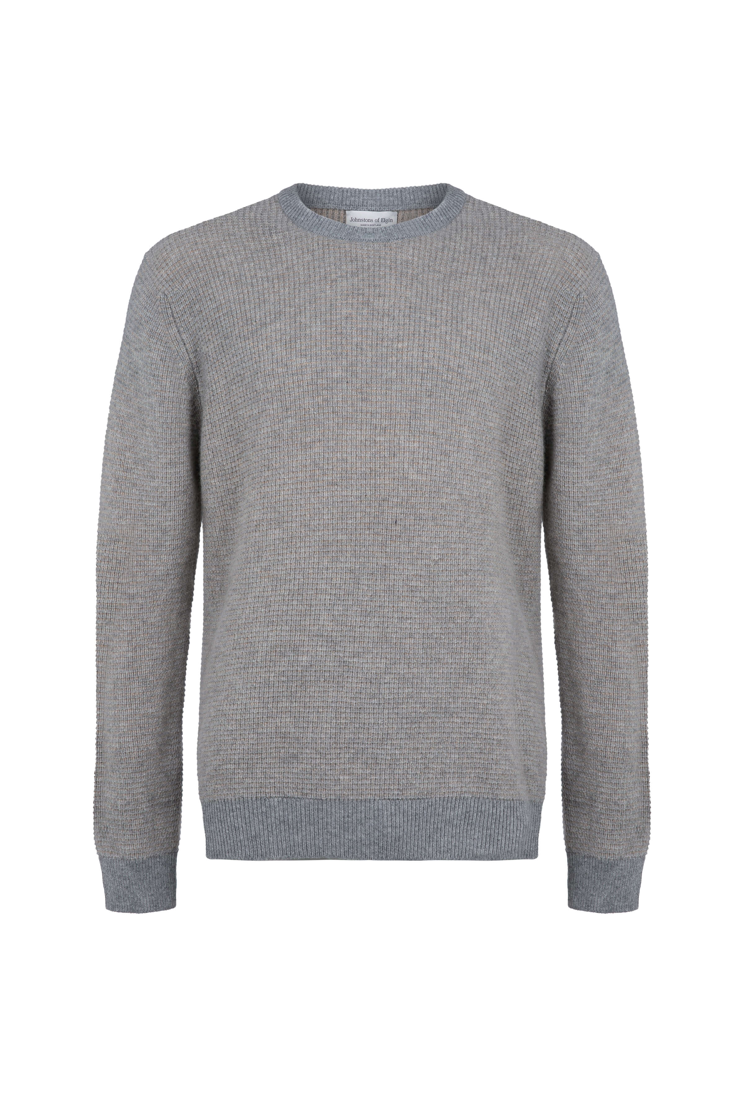 Textured Waffle Rib Grey Cashmere Jumper