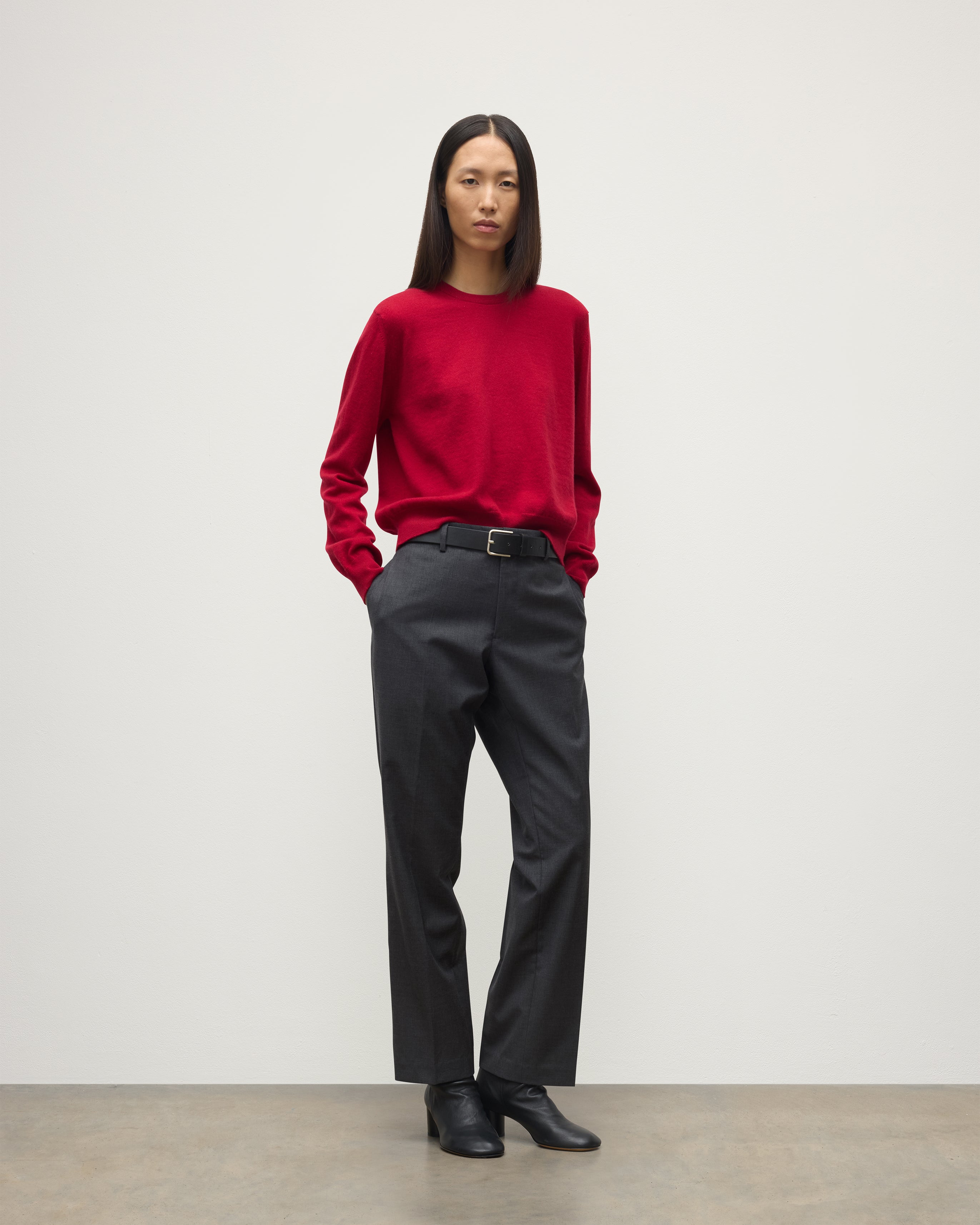 Lunan Classic Red Cashmere Crew Jumper Lunan Classic Red Cashmere Crew Jumper