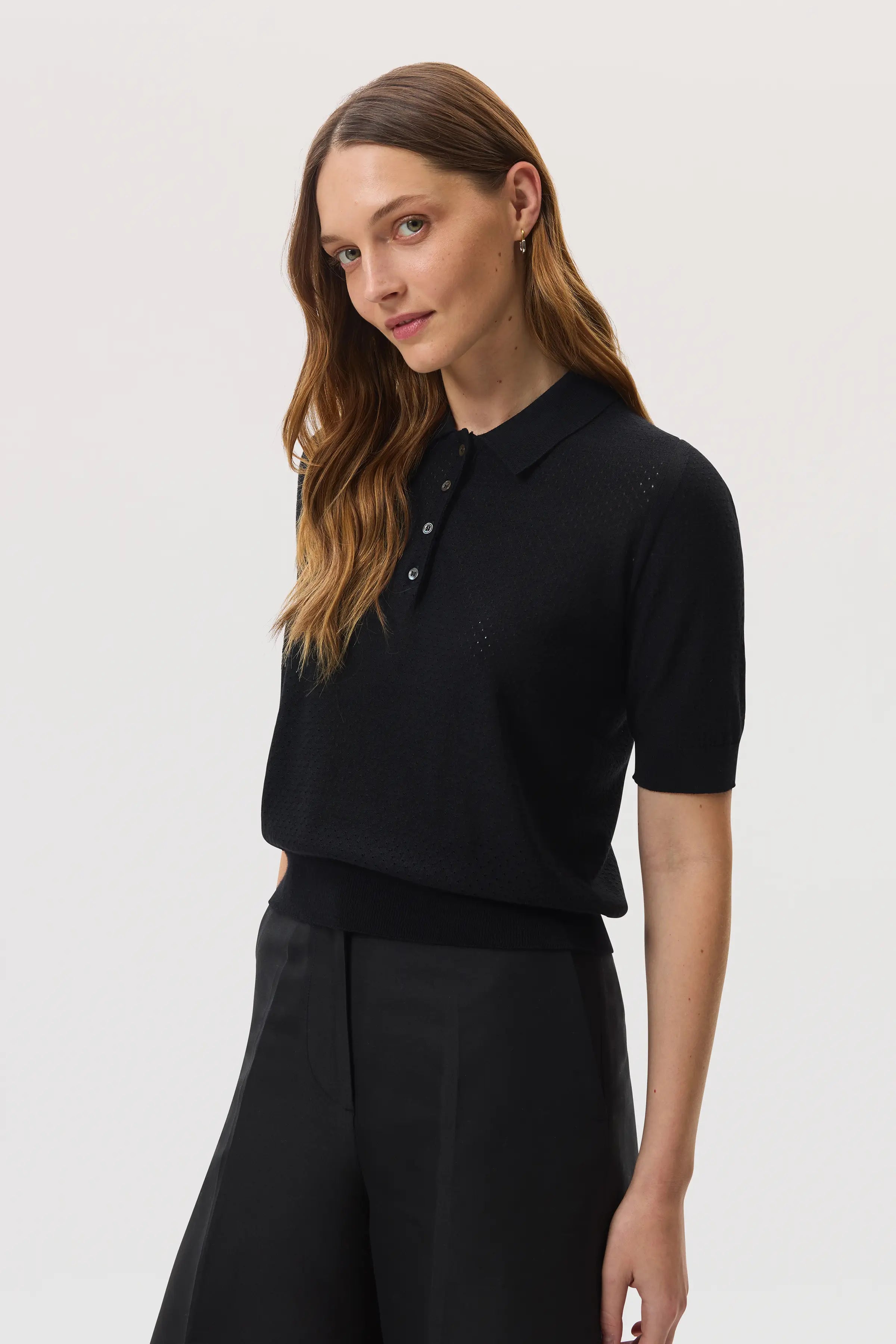 Superfine Merino Pointelle Argyle Polo Shirt Superfine Merino Pointelle Argyle Polo Shirt