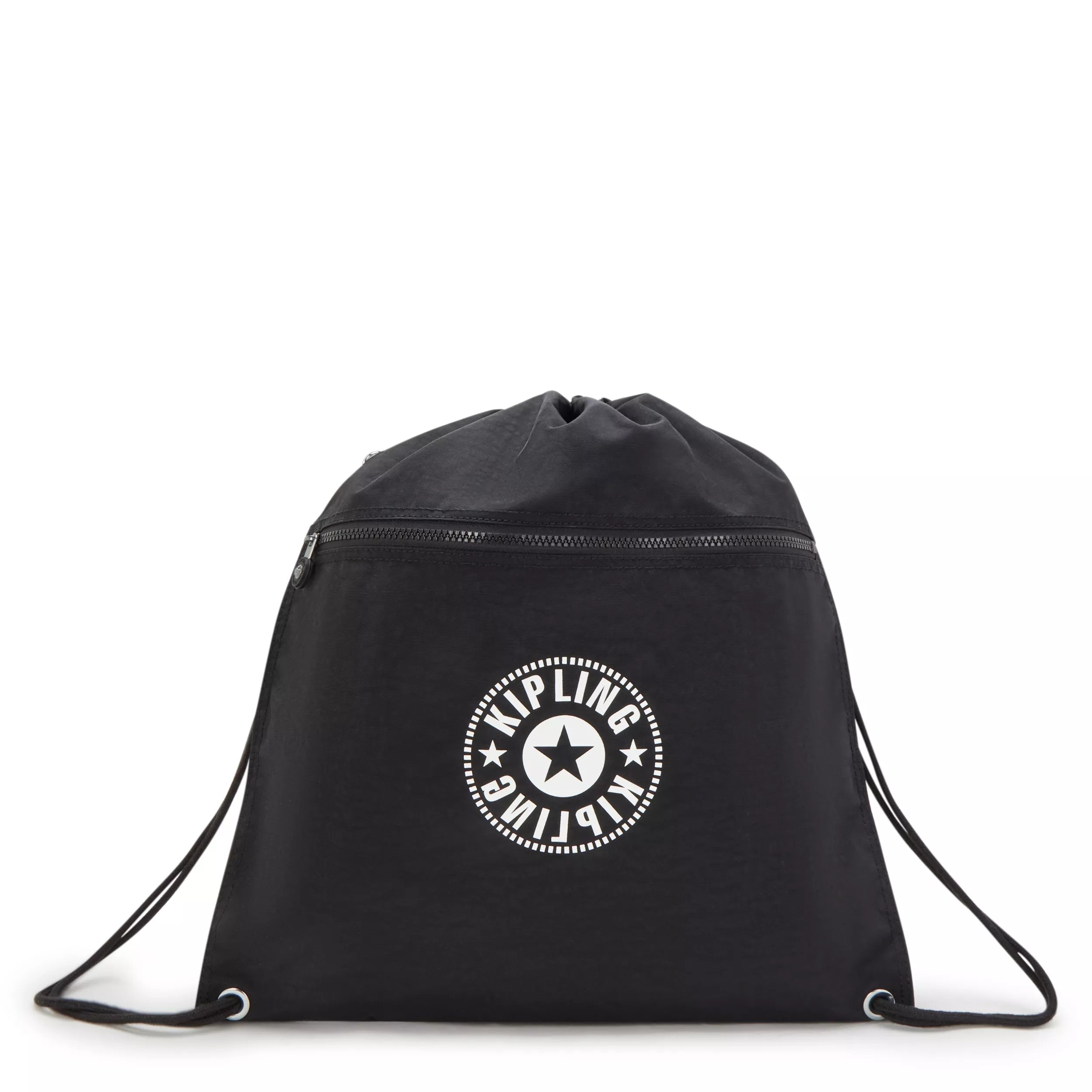 Kipling Medium Drawstring Bag With Front Pocket Black % Polyamide Kipling Medium Drawstring Bag With Front Pocket Black % Polyamide