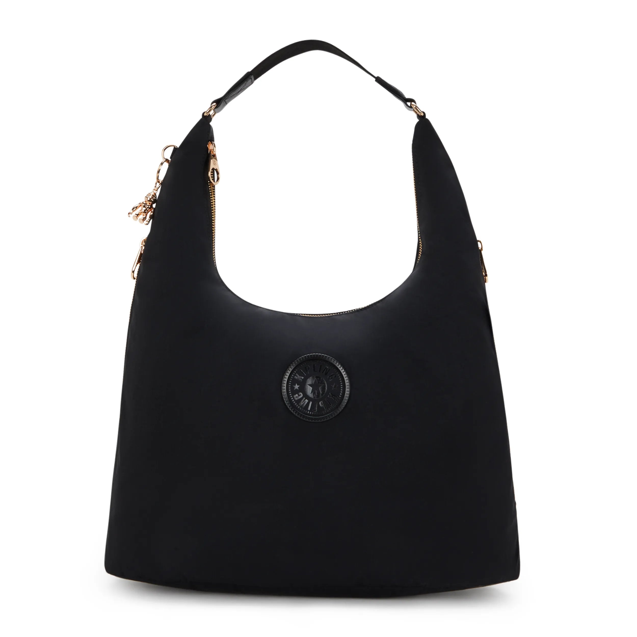 Kipling Medium Shoulder Bag With Zipped Closure Black % Polyamide Kipling Medium Shoulder Bag With Zipped Closure Black % Polyamide