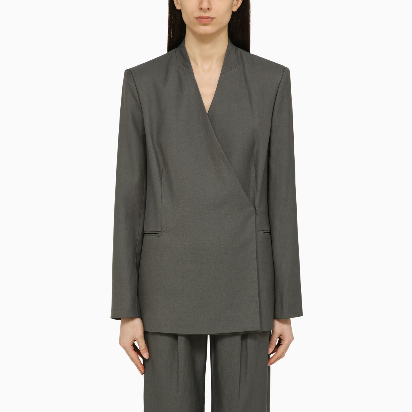 Sandyato single-breasted grey viscose blazer Sandyato single-breasted grey viscose blazer