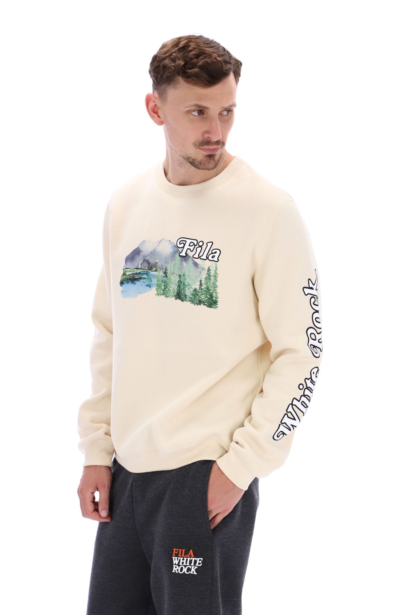 White Len Graphic Crew Sweatshirt