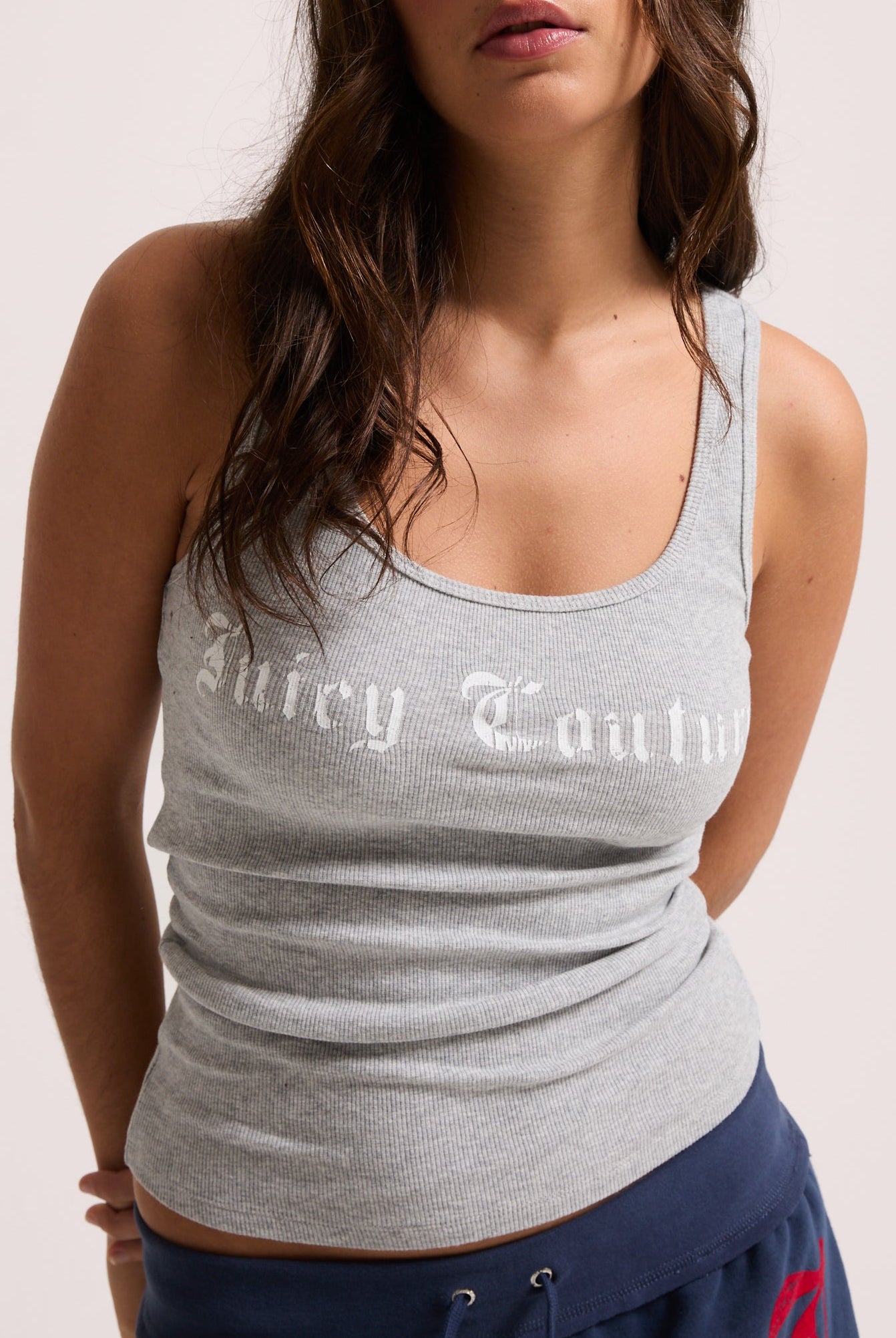 SILVER MARL LONGLINE RIBBED VEST – Grey SILVER MARL LONGLINE RIBBED VEST – Grey