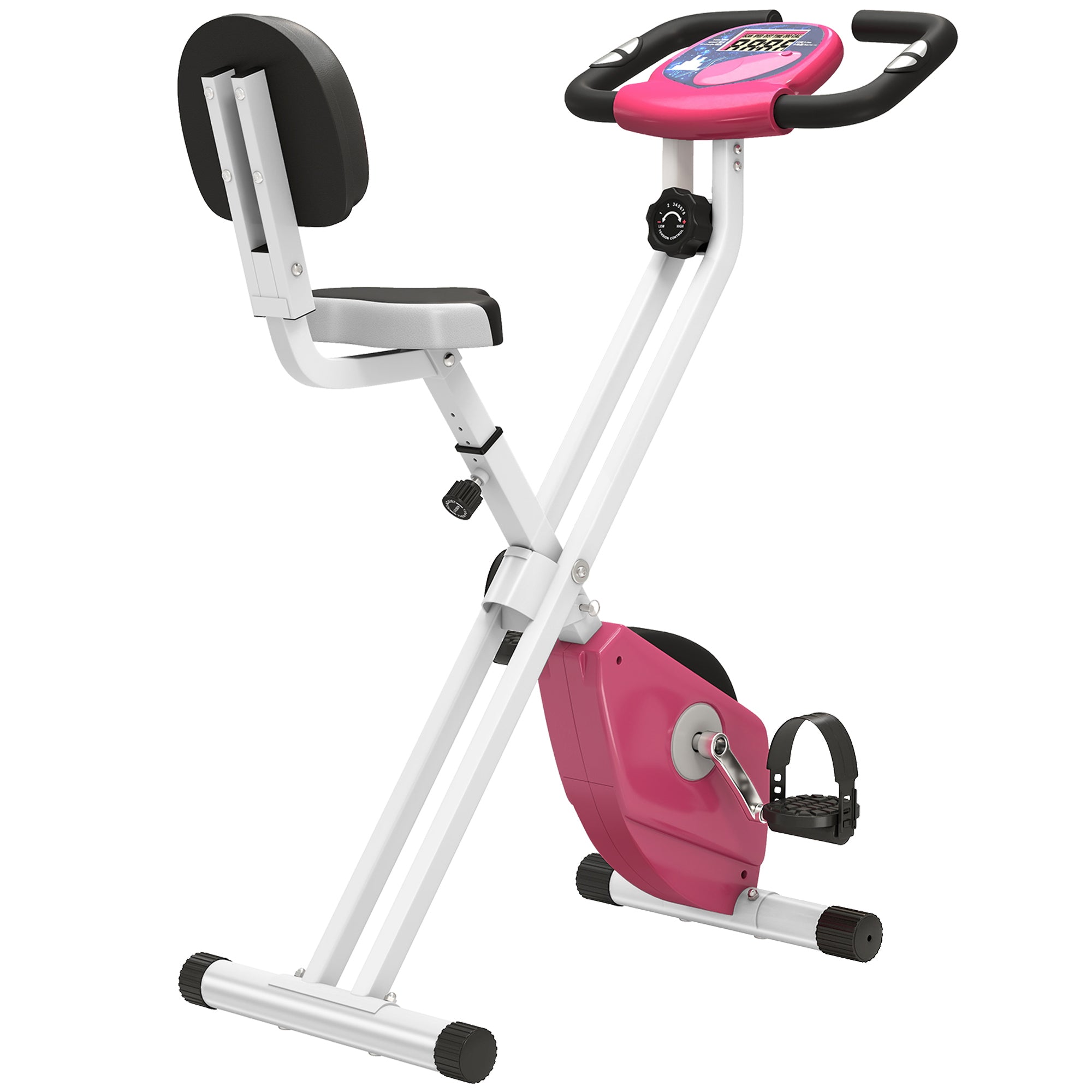 MCL Folding Exercise Bike, Fitness Bicycle Indoor Trainer, -Level Magnetic Resistance Adjustable, with LCD Monitor, Pulse Sensor, Pink MCL Folding Exercise Bike, Fitness Bicycle Indoor Trainer, -Level Magnetic Resistance Adjustable, with LCD Monitor, Pulse Sensor, Pink