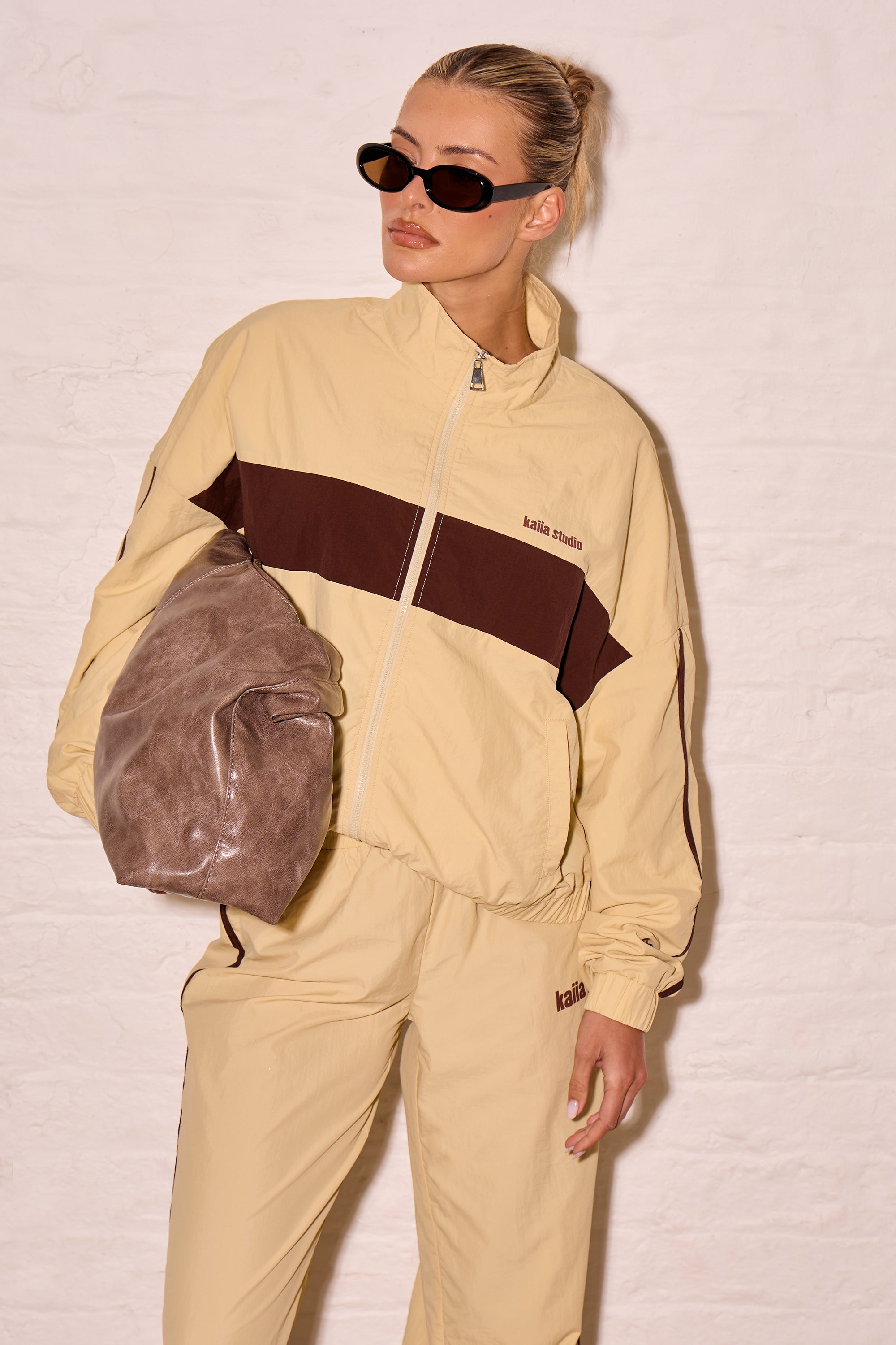 Kaiia Woven Windbreaker Zip Up Jacket Yellow & Biscuit Kaiia Woven Windbreaker Zip Up Jacket Yellow & Biscuit