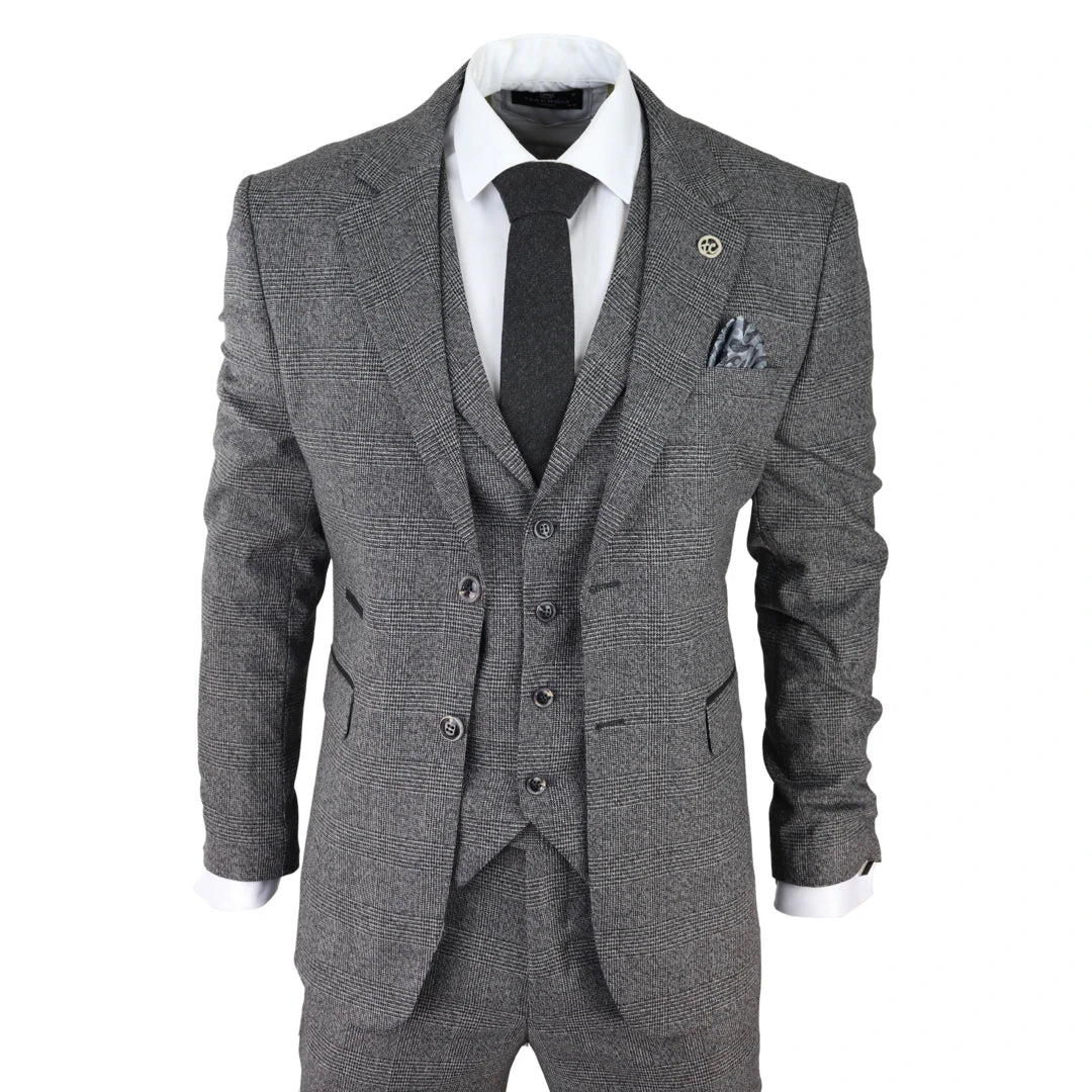 AK- – Men’s Classic Piece Suit Prince Of Wales Check Wedding – ” Jacket ” Trousers