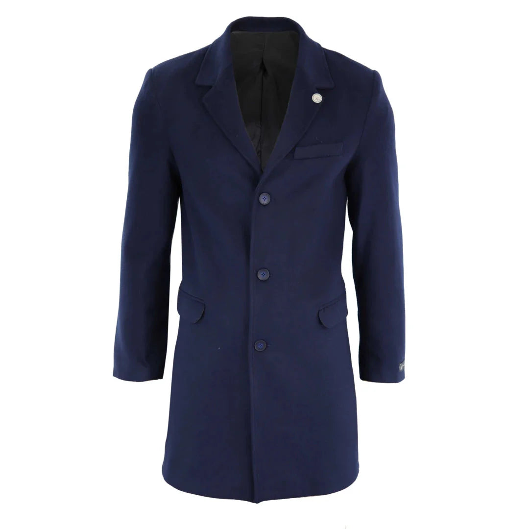 Men’s Long Overcoat Jacket Wool Feel Coat Blinders