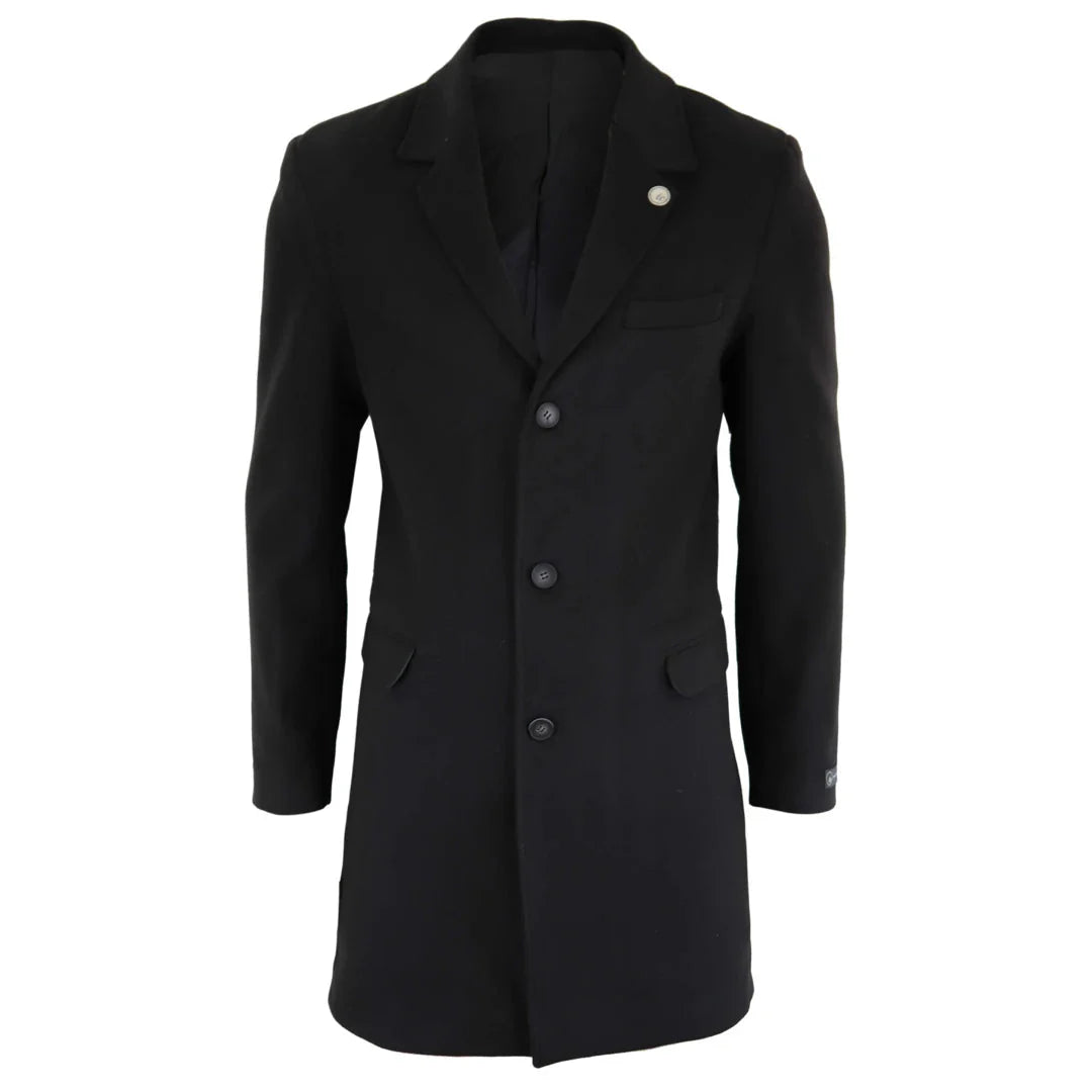 Men’s Long Overcoat Jacket Wool Feel Coat Blinders Men’s Long Overcoat Jacket Wool Feel Coat Blinders
