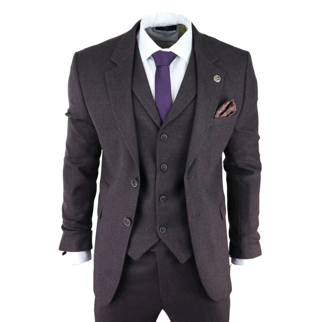 AK- – Men’s Herringbone Tweed Piece Suit Purple Plum s Blinders – ” Jacket ” Trousers AK- – Men’s Herringbone Tweed Piece Suit Purple Plum s Blinders – ” Jacket ” Trousers
