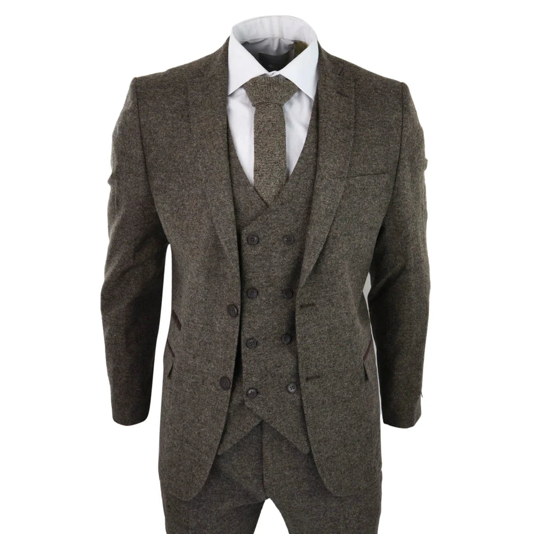 STZA – Men’s Wool Piece Suit Double Breast Waistcoat Tweed Blinders Classic s Oak – ” Jacket ” Trousers