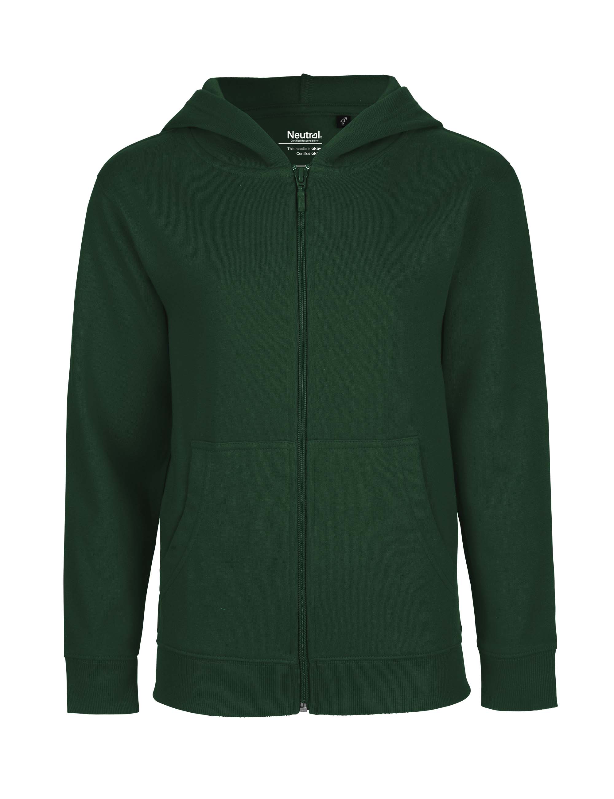 Fairtrade Organic Kids Zipped Hoodie – Bottle Green
