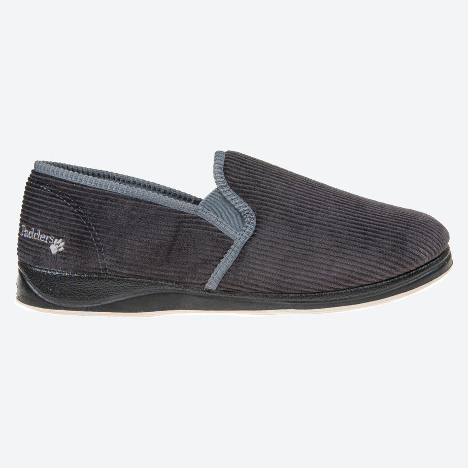 Mens Wide Fit Padders Albert Slip On Slippers, Grey E