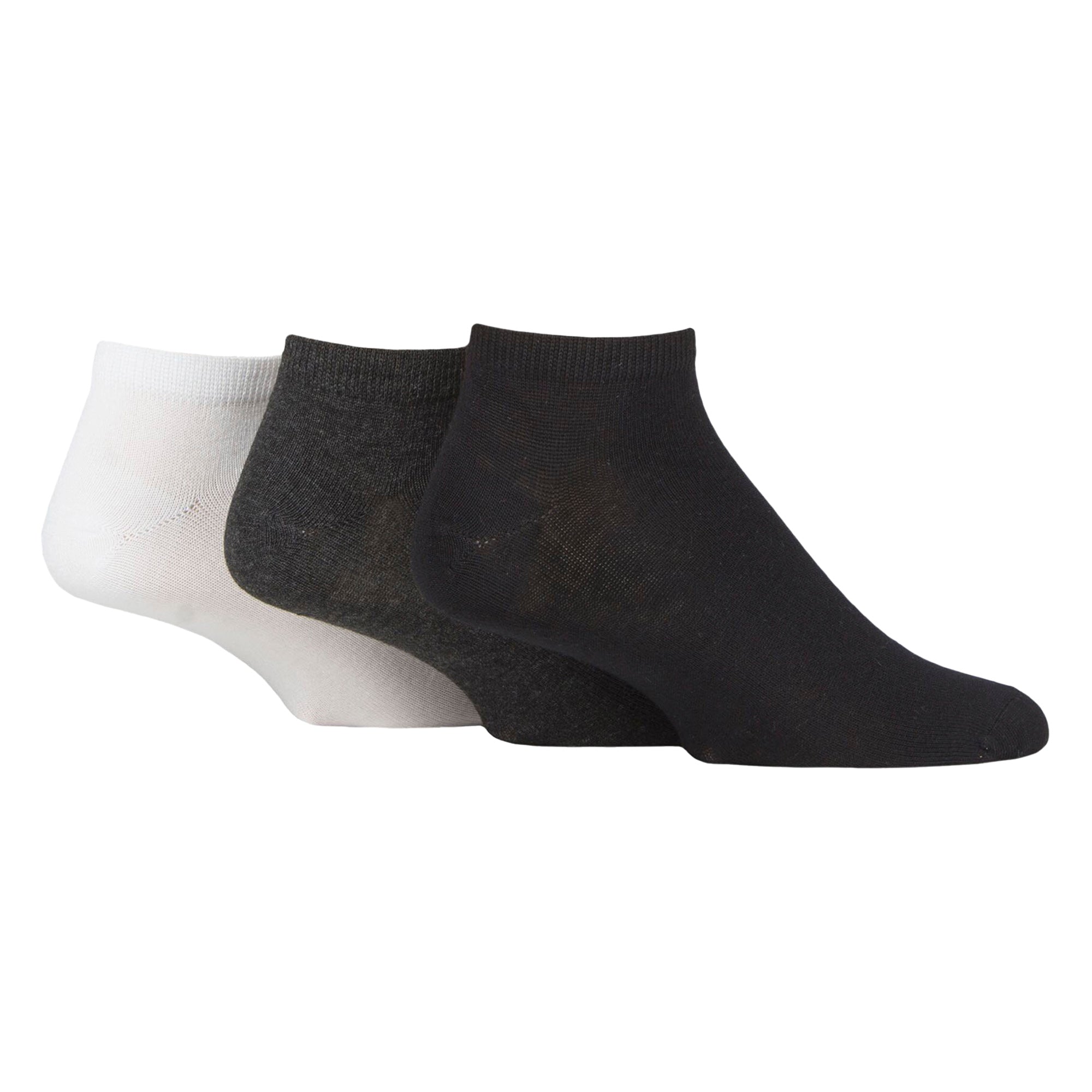 Pack Mens Plain Bamboo Trainer Liner Socks – Soft Breathable Everyday Comfort – – Black Charcoal White