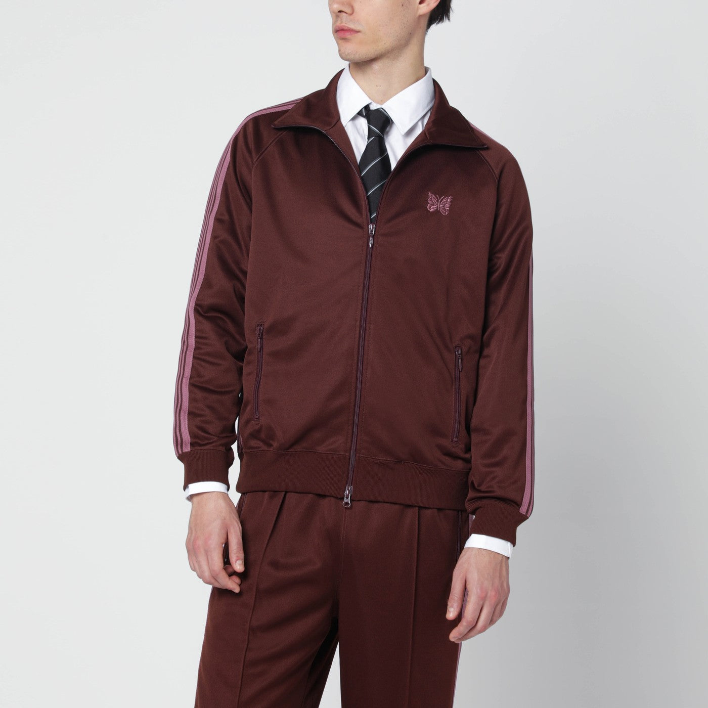 Brownantique-rose zip track jacket